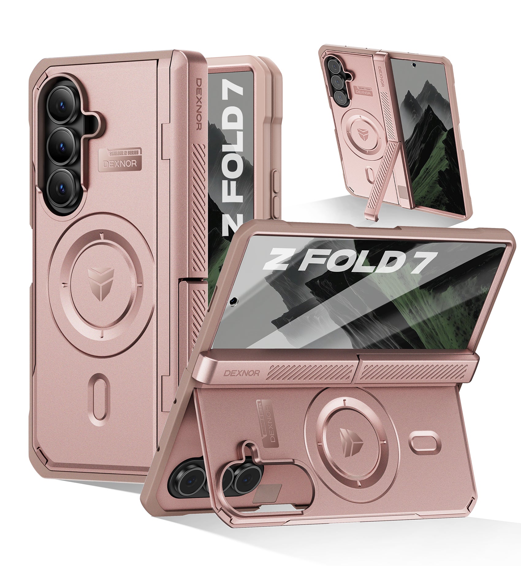 Dexnor Full-Body Case For Samsung Galaxy Z Fold 7 with Dual Kickstands Front Screen Protector Hinge Protection MagSafe Rugged Protective Cover Bumper 6.5 Inch