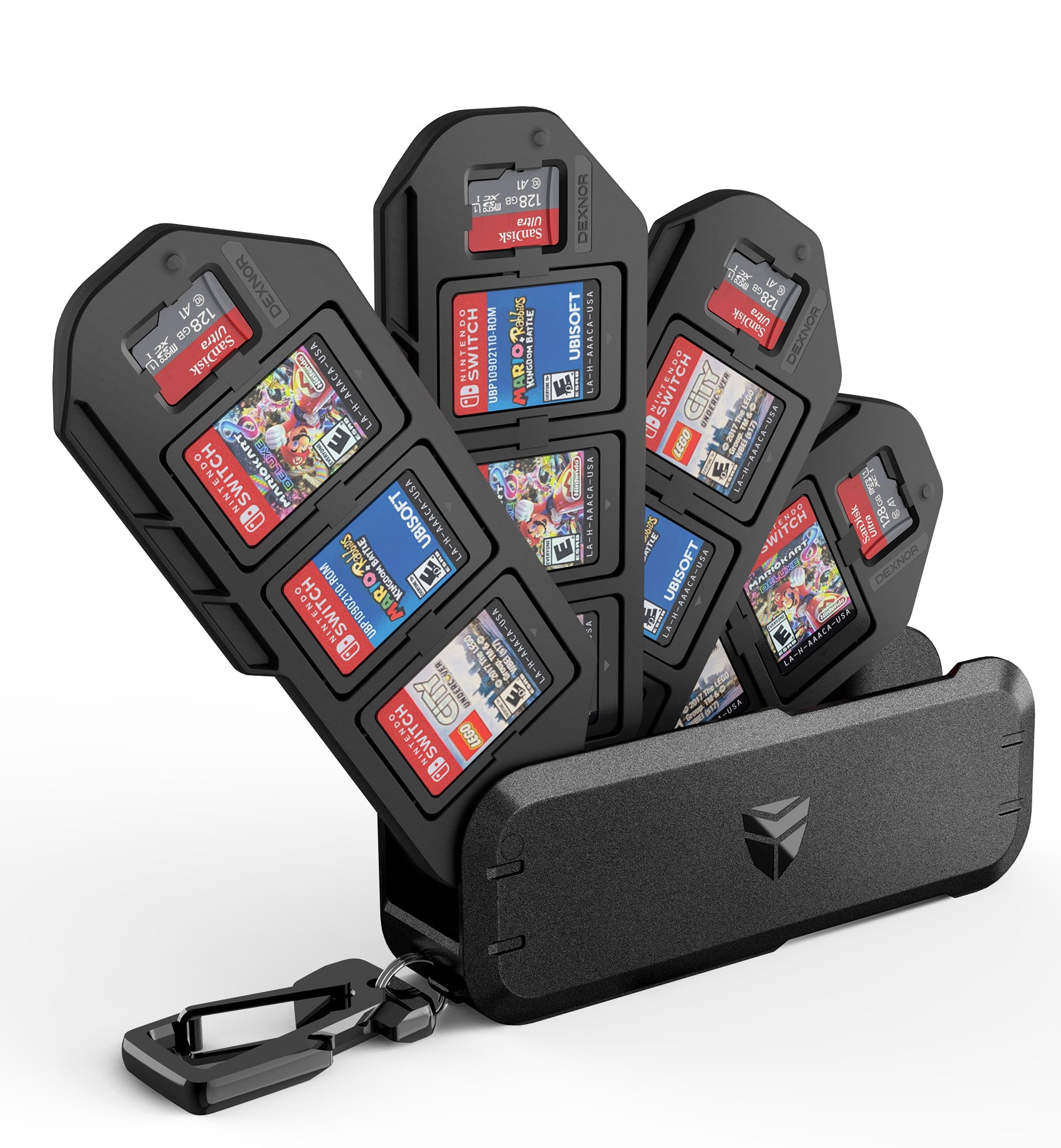 Dexnor Game Card Case for Nintendo Switch OLED Lite Games Portable Shockproof Hard Shell Storage Protective with 4 Foldable Layers Carabiner 12 Game Dexnor Game Card Case for Nintendo Switch OLED Lite Games Portable Shockproof Hard Shell Storage Protective with 4 Foldable Layers Carabiner 12 Game