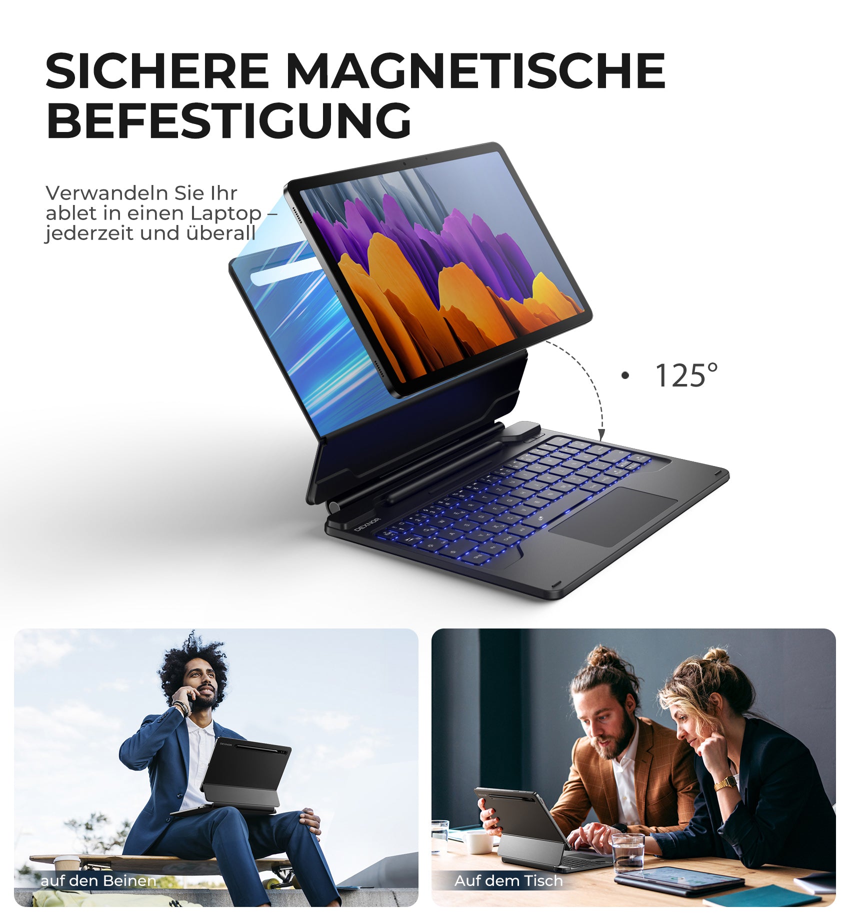 Dexnor Keyboard Case for Samsung Galaxy Tab S10 Lite 10.9 Inch with Keyboard Magnetic Floating Cantilever Stand Multi-Touch Trackpad Wireless Backlit with S Pen Holder