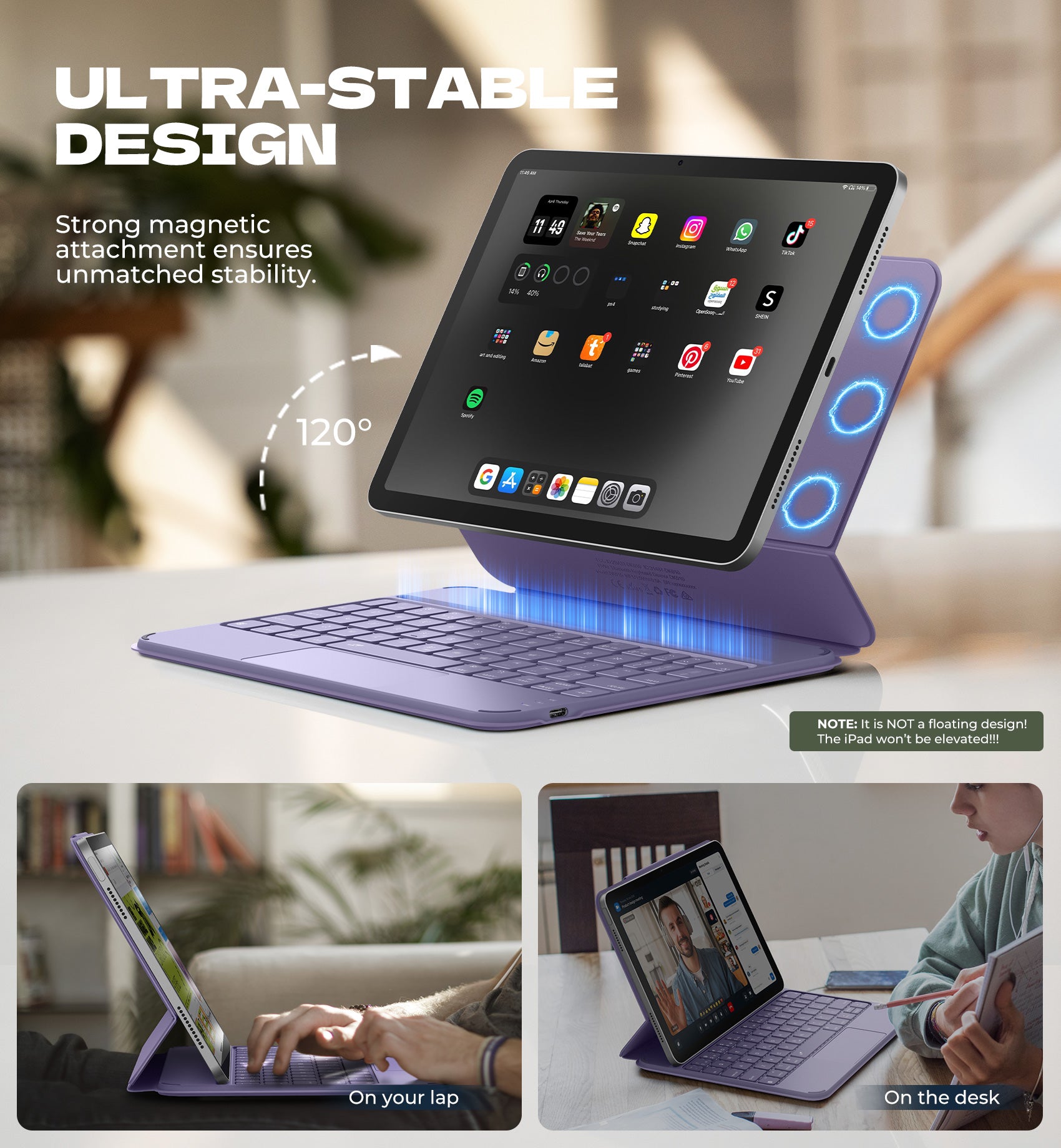 Dexnor Keyboard Case for iPad Air 11 inch M3 2025 with Keyboard Ultra-Thin Magnetic Detachable Trackpad Backlit