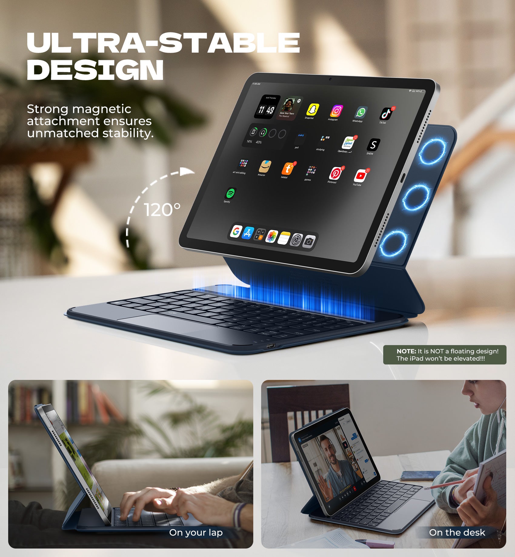 Dexnor Keyboard Case for iPad Air 11 inch M4 2026 with Keyboard Ultra-Thin Magnetic Detachable Trackpad Backlit(副本)