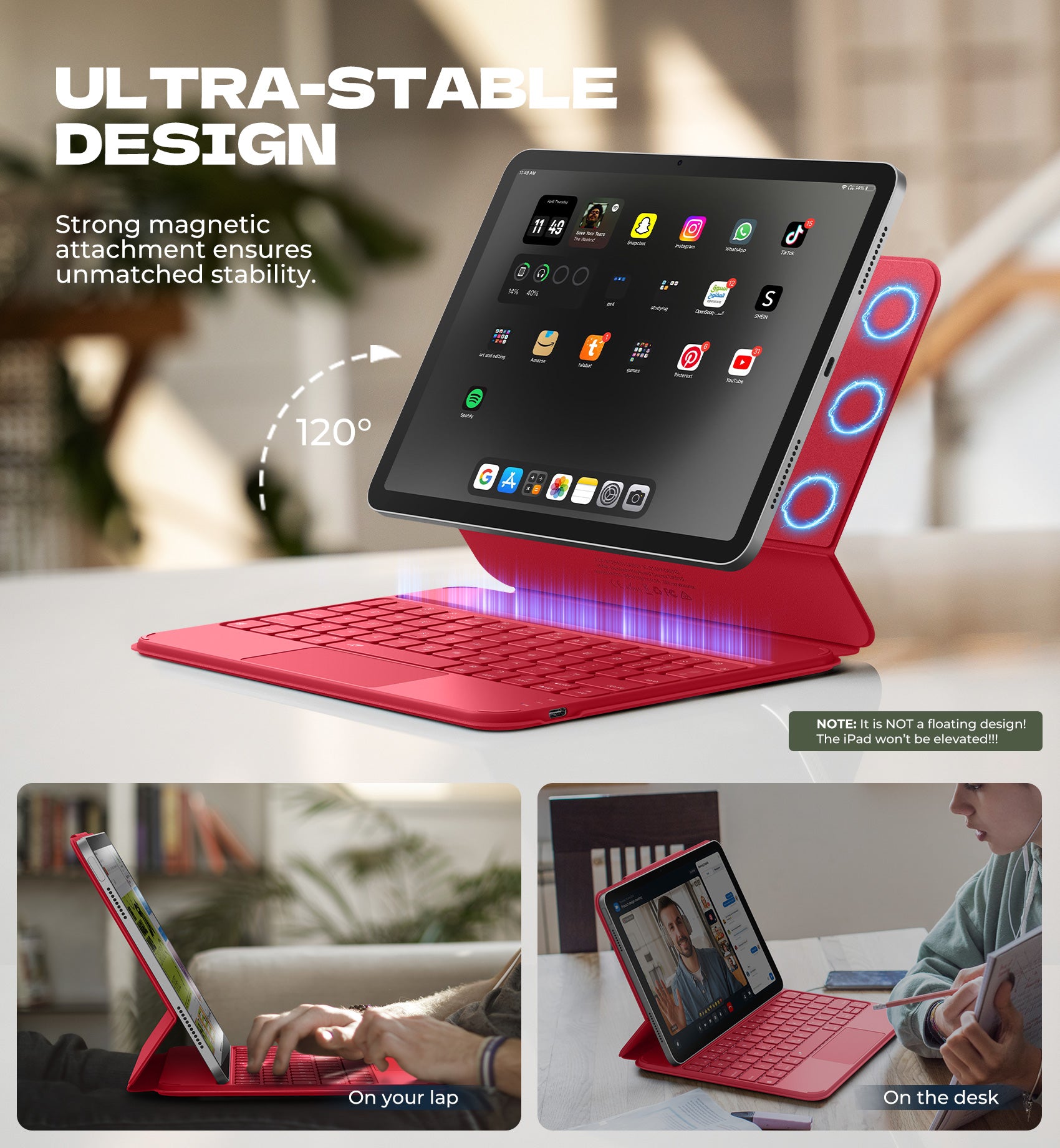 Dexnor Keyboard Case for iPad Air 11 inch M4 2026 with Keyboard Ultra-Thin Magnetic Detachable Trackpad Backlit(副本)