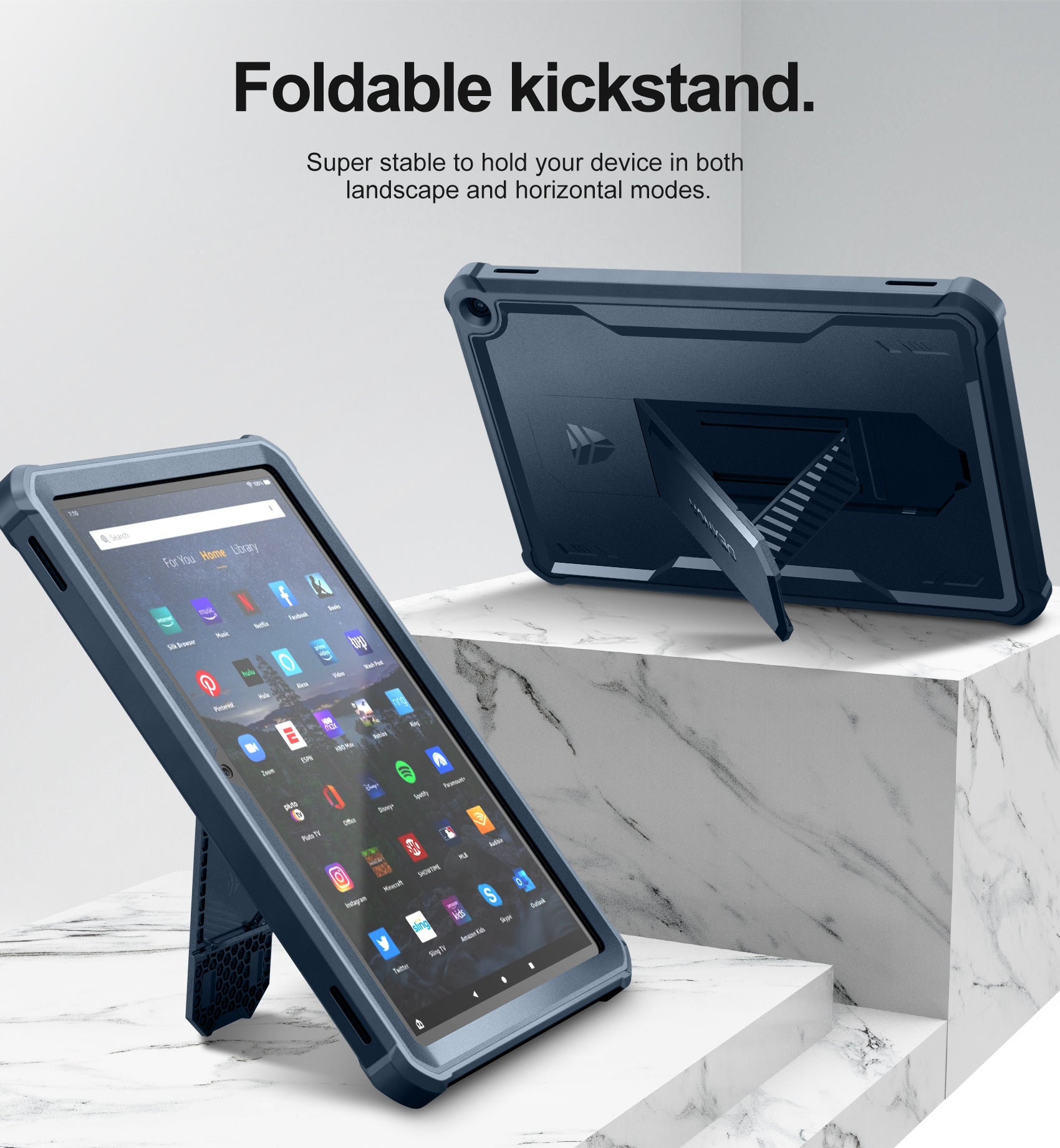 Dexnor Tablet Case for Amazon Fire HD 10 Plus 10.1" Only Fit 11th Gen 2021 Release Built in Screen Protector Kickstand Heavy Duty Shockproof Full Body Protective Cover