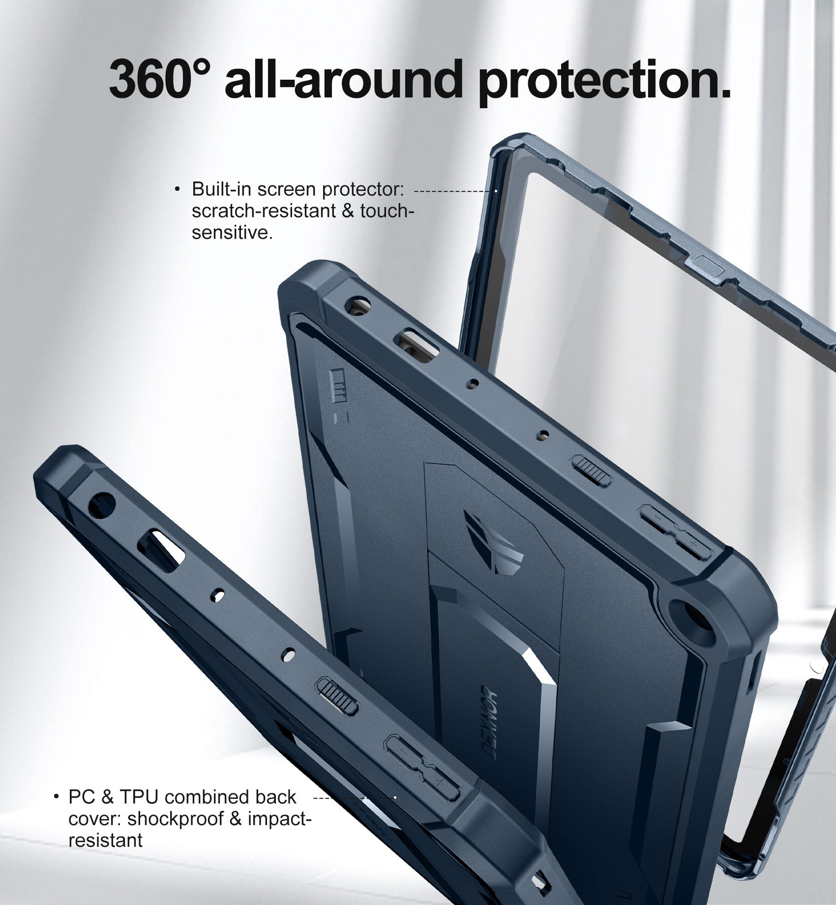 Dexnor Tablet Case for Amazon Fire HD 10 Plus 10.1" Only Fit 11th Gen 2021 Release Built in Screen Protector Kickstand Heavy Duty Shockproof Full Body Protective Cover
