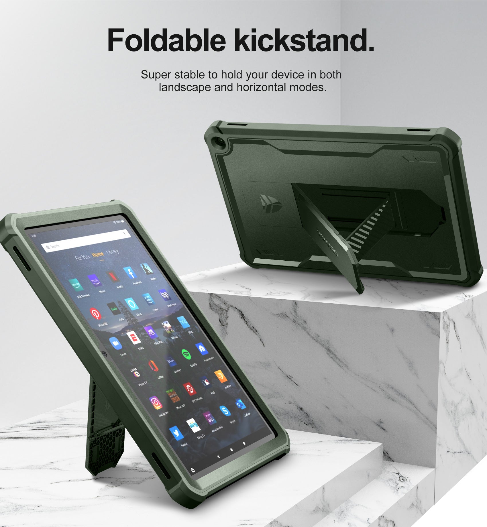 Dexnor Tablet Case for Amazon Fire HD 10 Plus 10.1" Only Fit 11th Gen 2021 Release Built in Screen Protector Kickstand Heavy Duty Shockproof Full Body Protective Cover