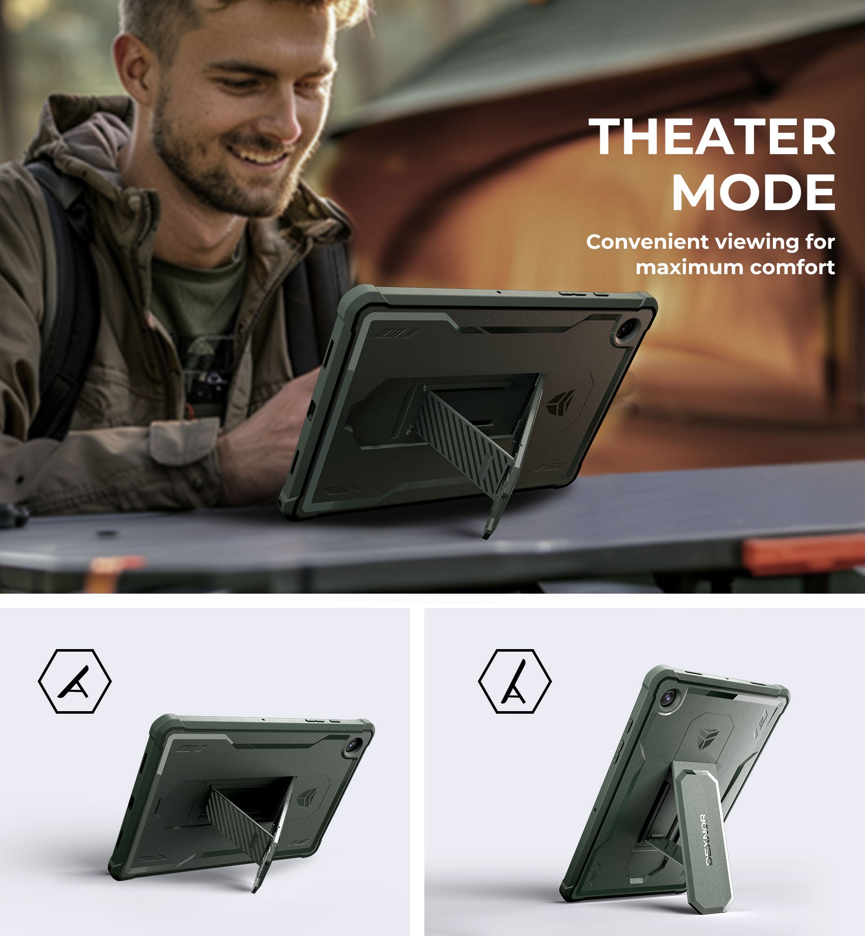 Dexnor Tablet Case for Samsung Galaxy Tab A8 With Screen Protector Full Body Bumper Kickstand Heavy-duty Shockproof Rugged Pen Holder Cover.