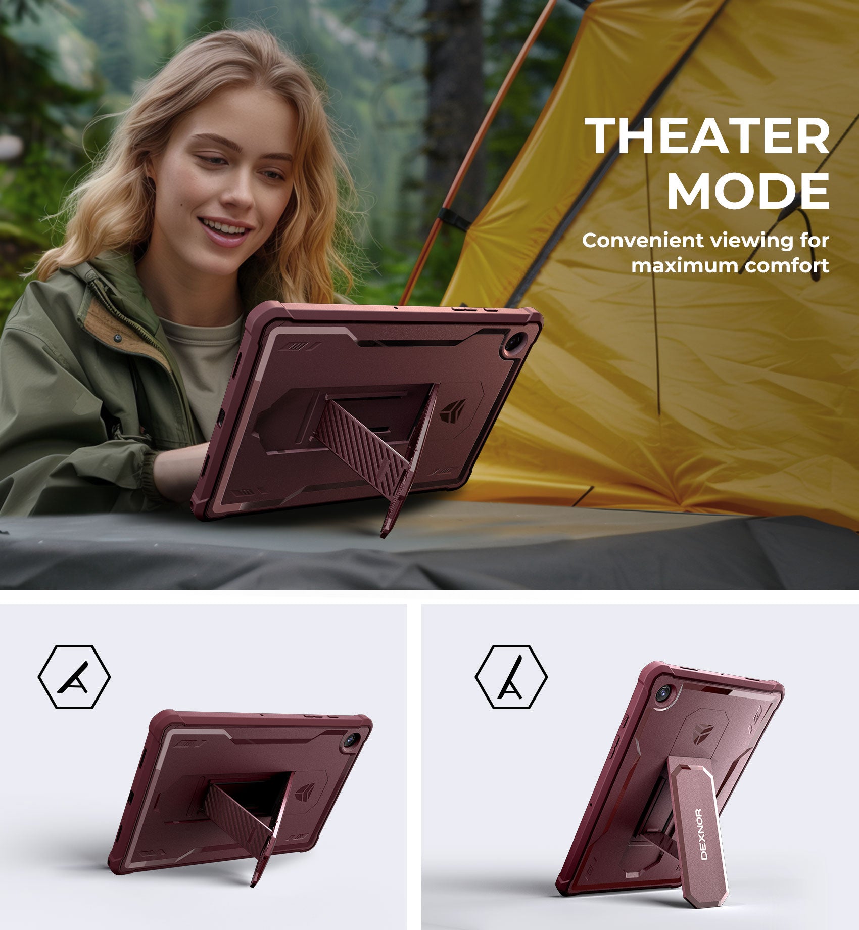 Dexnor Tablet Case for Samsung Galaxy Tab A8 With Screen Protector Full Body Bumper Kickstand Heavy-duty Shockproof Rugged Pen Holder Cover.