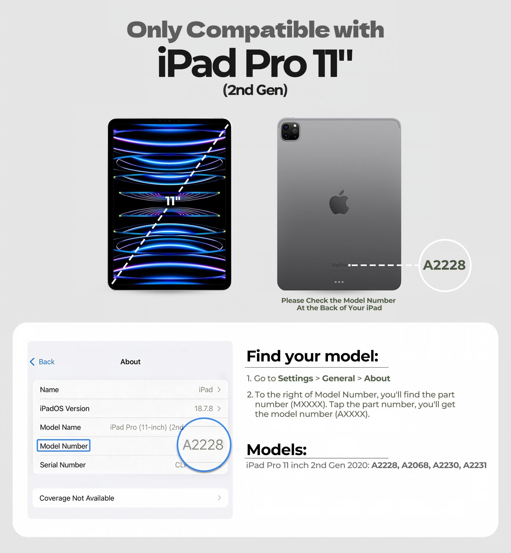 Dexnor Case for iPad Pro 11 inch 2nd Gen 2020 Rugged Protective with 360° Rotating Hand Strap Stand Screen Protector Pencil Holder Shockproof Bumper Cover