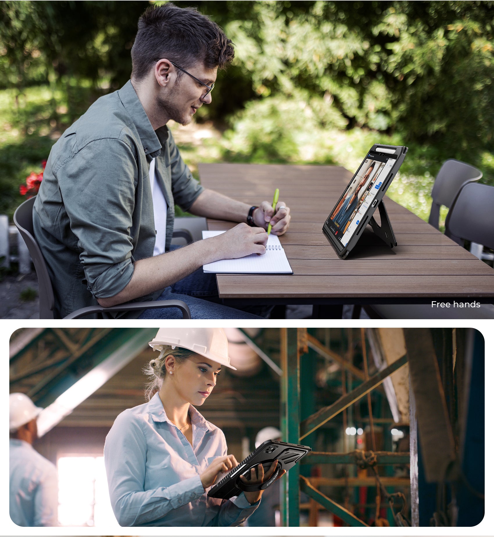 Dexnor Tablet Case for iPad Pro 11 inch M5 2025/M4 2024, Rugged with 360° Rotating Hand Strap Screen Protector Pencil Holder Shockproof Full-Body Cover