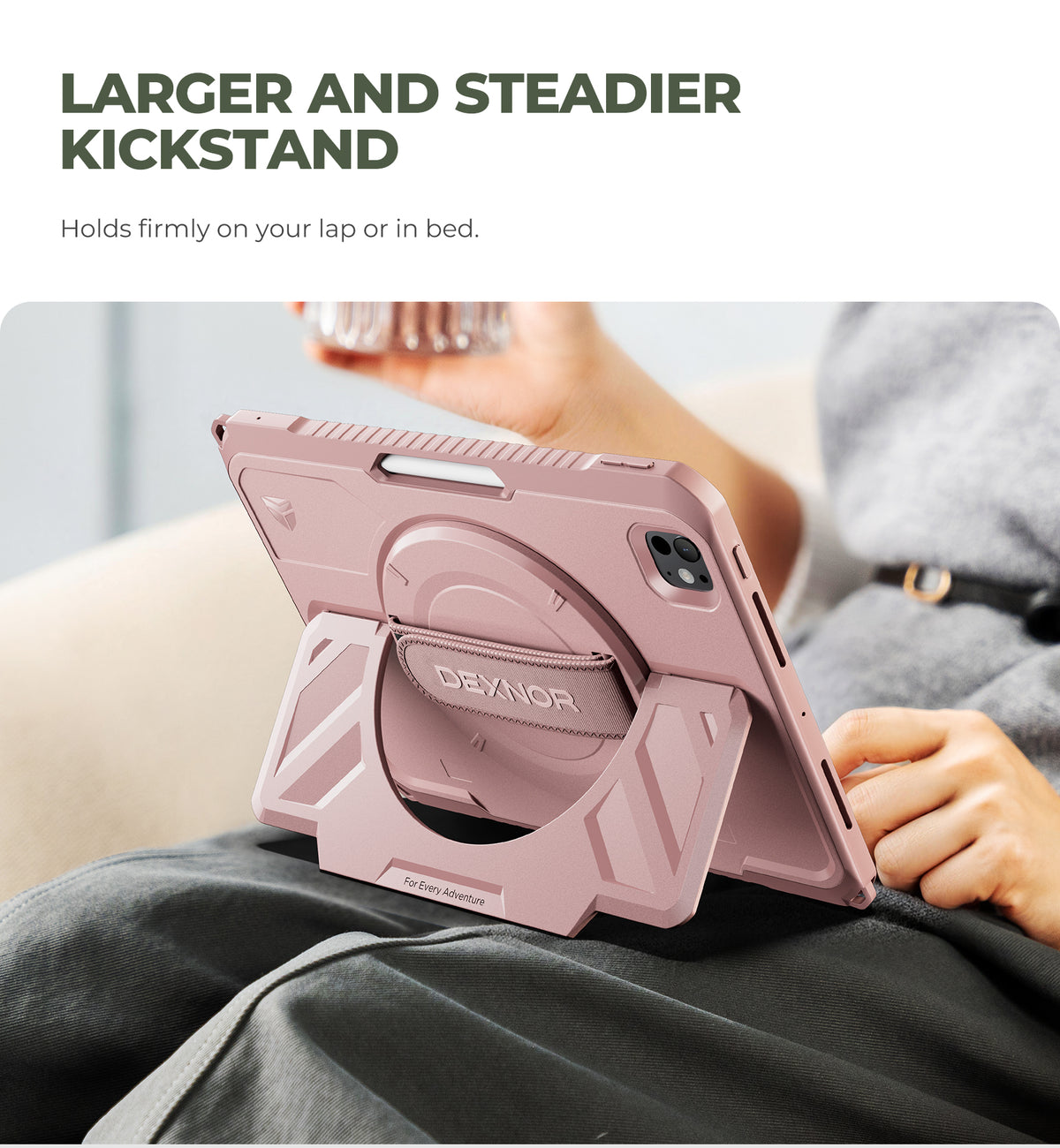Dexnor Tablet Case for iPad Pro 11 inch M5 2025/M4 2024, Rugged with 360° Rotating Hand Strap Screen Protector Pencil Holder Shockproof Full-Body Cover