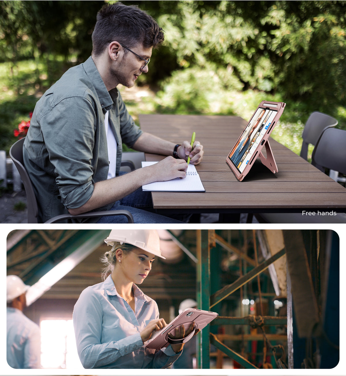 Dexnor Tablet Case for iPad Pro 11 inch M5 2025/M4 2024, Rugged with 360° Rotating Hand Strap Screen Protector Pencil Holder Shockproof Full-Body Cover