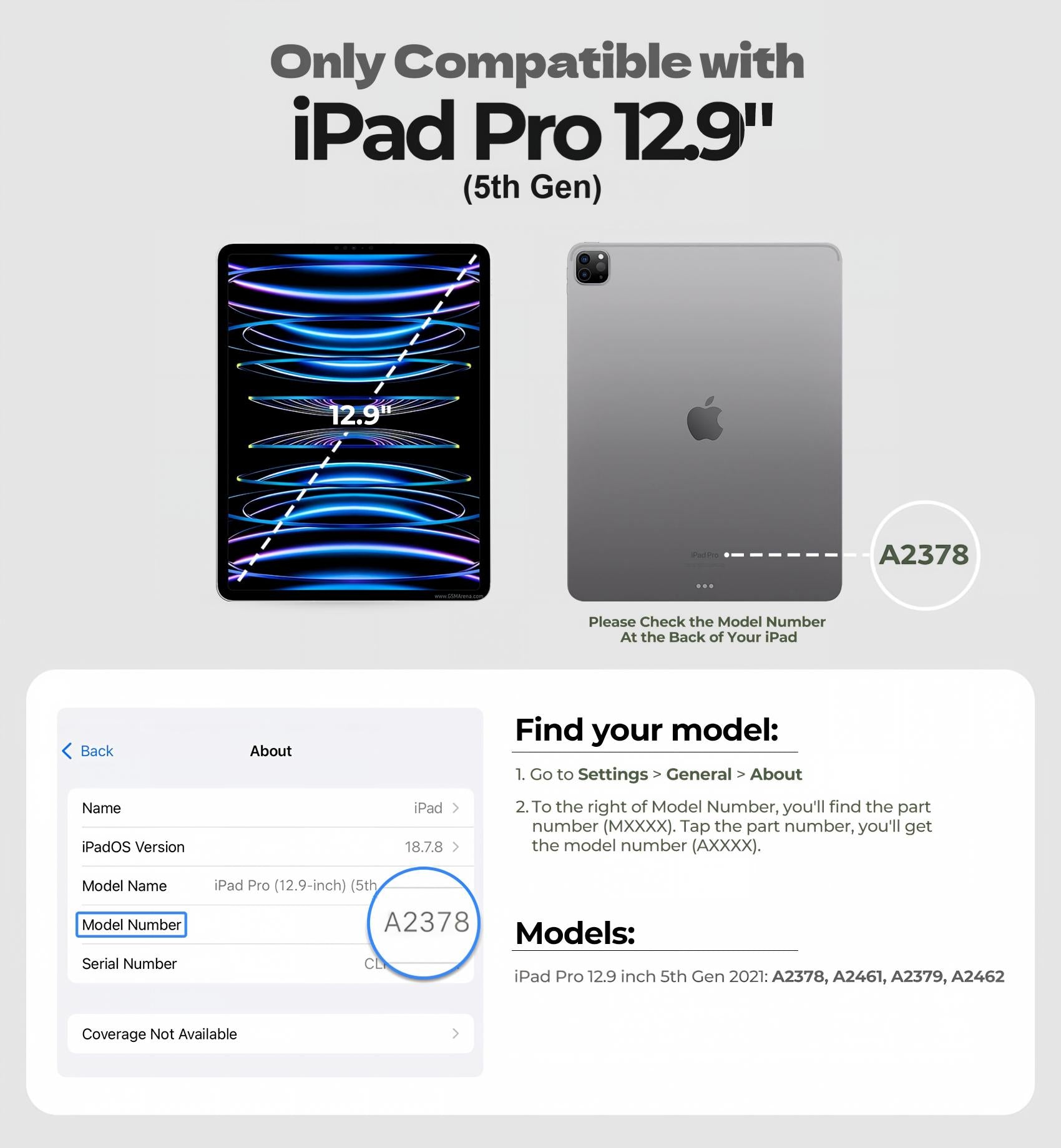 Dexnor Case for iPad Pro 12.9 inch 5th Gen 2021 Rugged Protective with 360° Rotating Hand Strap Stand Screen Protector Pencil Holder Shockproof Cover