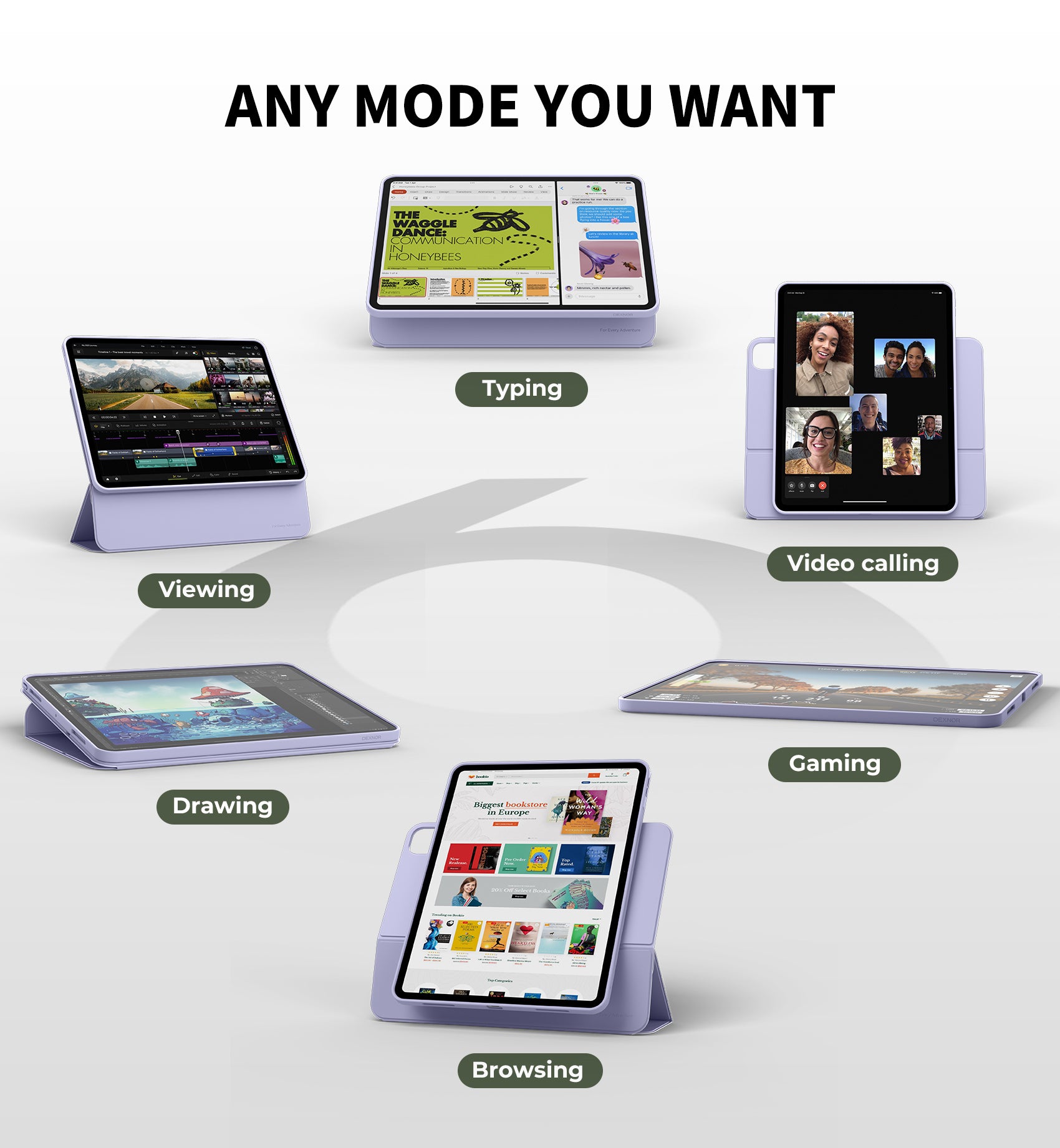 Dexnor Tablet Case for iPad Pro 13 Inch (M5/M4) 2025/2024 Magnetic Floating Removable Protective Cover Adjustable Portrait/Landscape Stand with Raised Screen View Multiple Angles