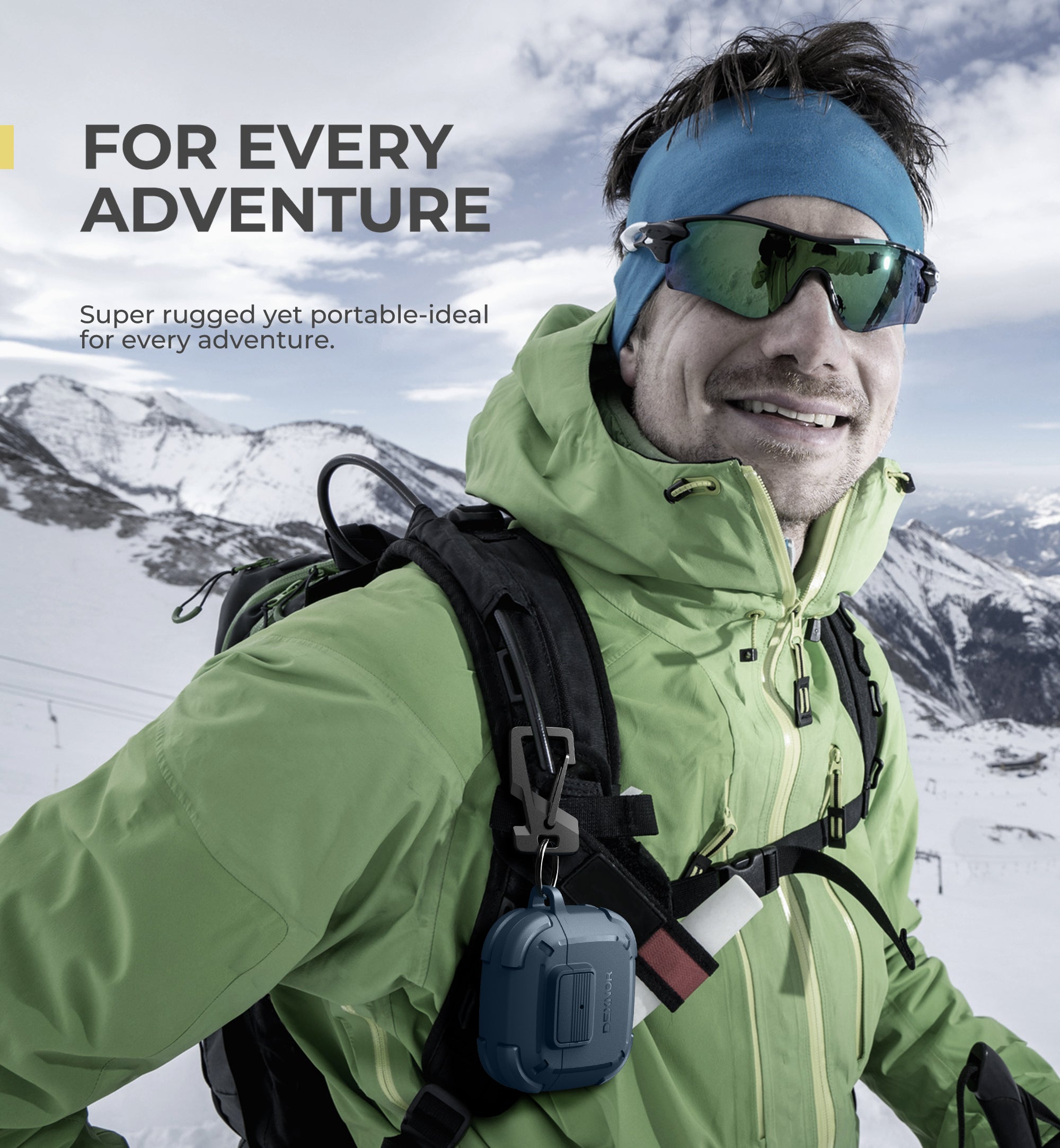 Dexnor Case for AirPods 4th Generation 2024 with Drop-Proof Lock Shockproof Rugged Bumper Cases Carabiner & Keyring & Cleaner Kit Black