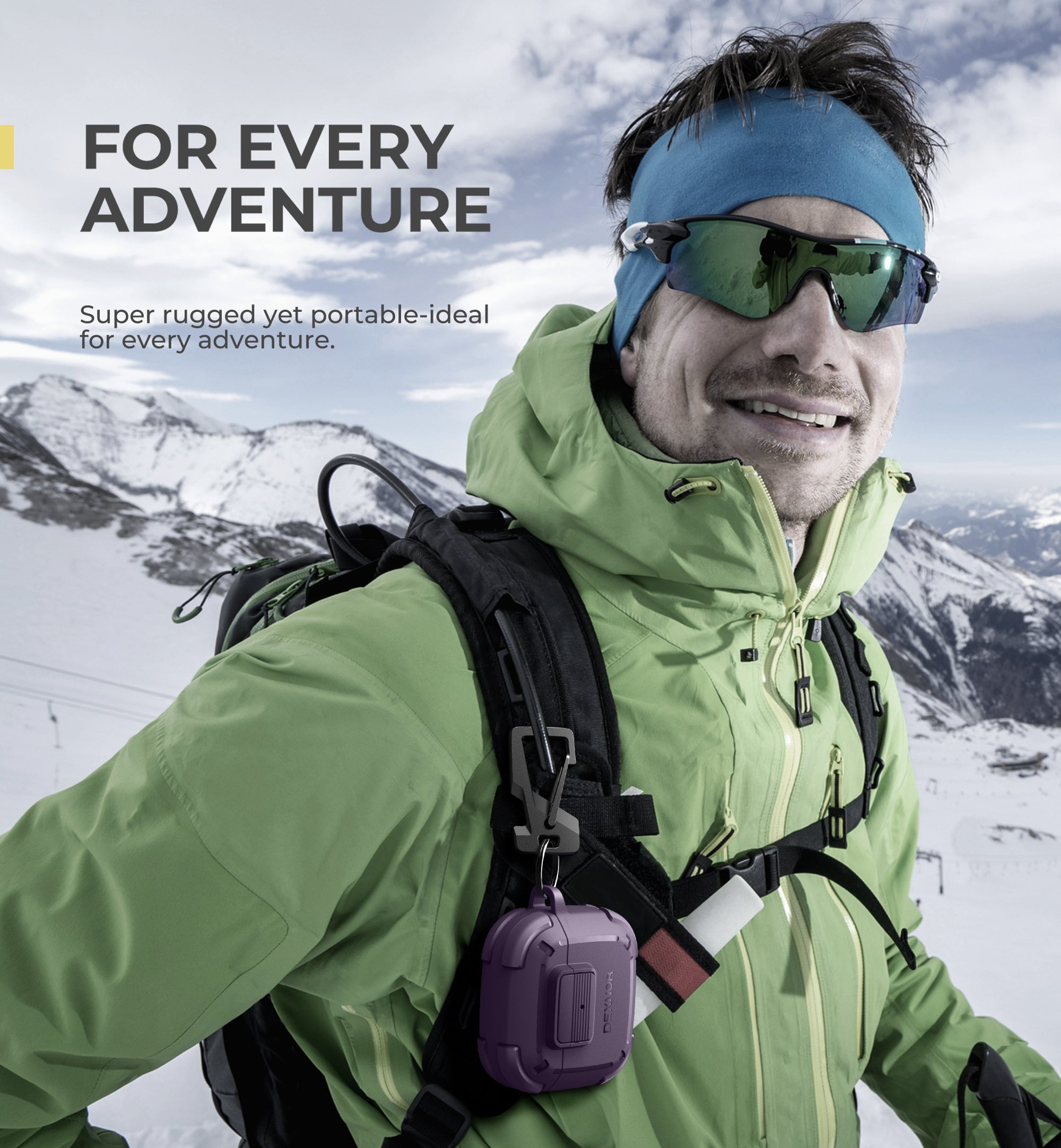 Dexnor Case for AirPods 4th Generation 2024 with Drop-Proof Lock Shockproof Rugged Bumper Cases Carabiner & Keyring & Cleaner Kit Black