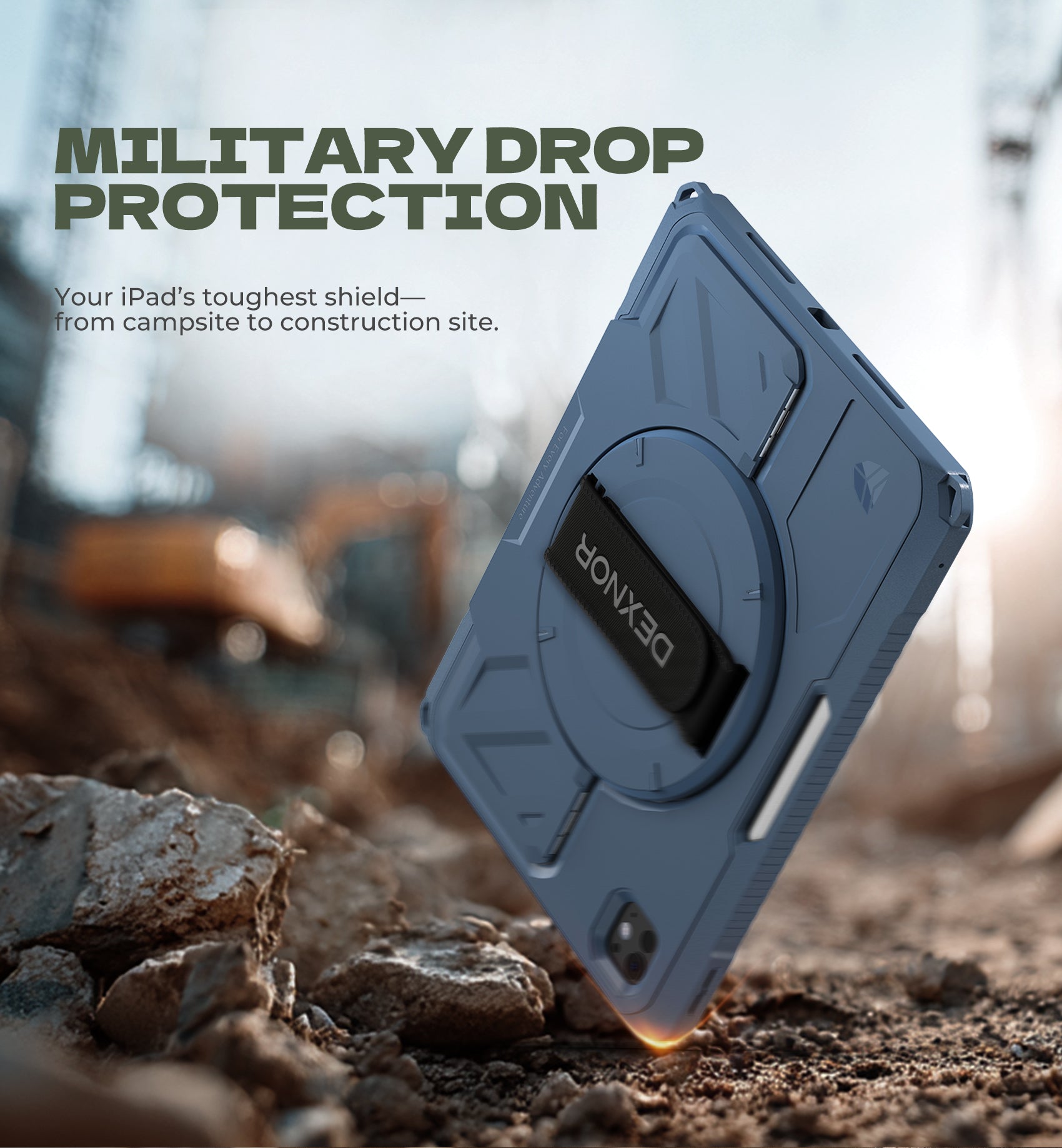 Dexnor Tablet Case for iPad Pro 11 inch M5 2025/M4 2024, Rugged with 360° Rotating Hand Strap Screen Protector Pencil Holder Shockproof Full-Body Cover