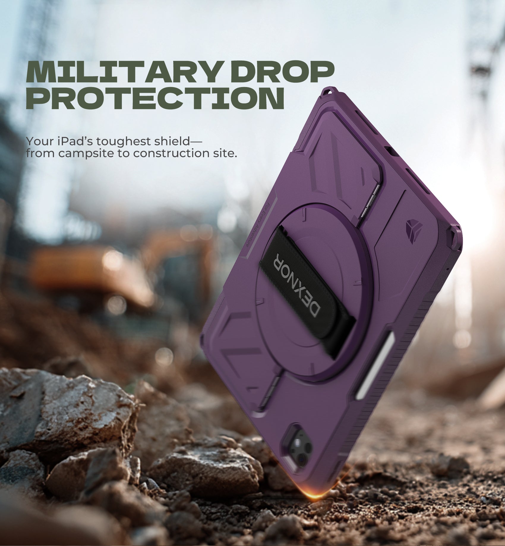 Dexnor Tablet Case for iPad Pro 11 inch M5 2025/M4 2024, Rugged with 360° Rotating Hand Strap Screen Protector Pencil Holder Shockproof Full-Body Cover