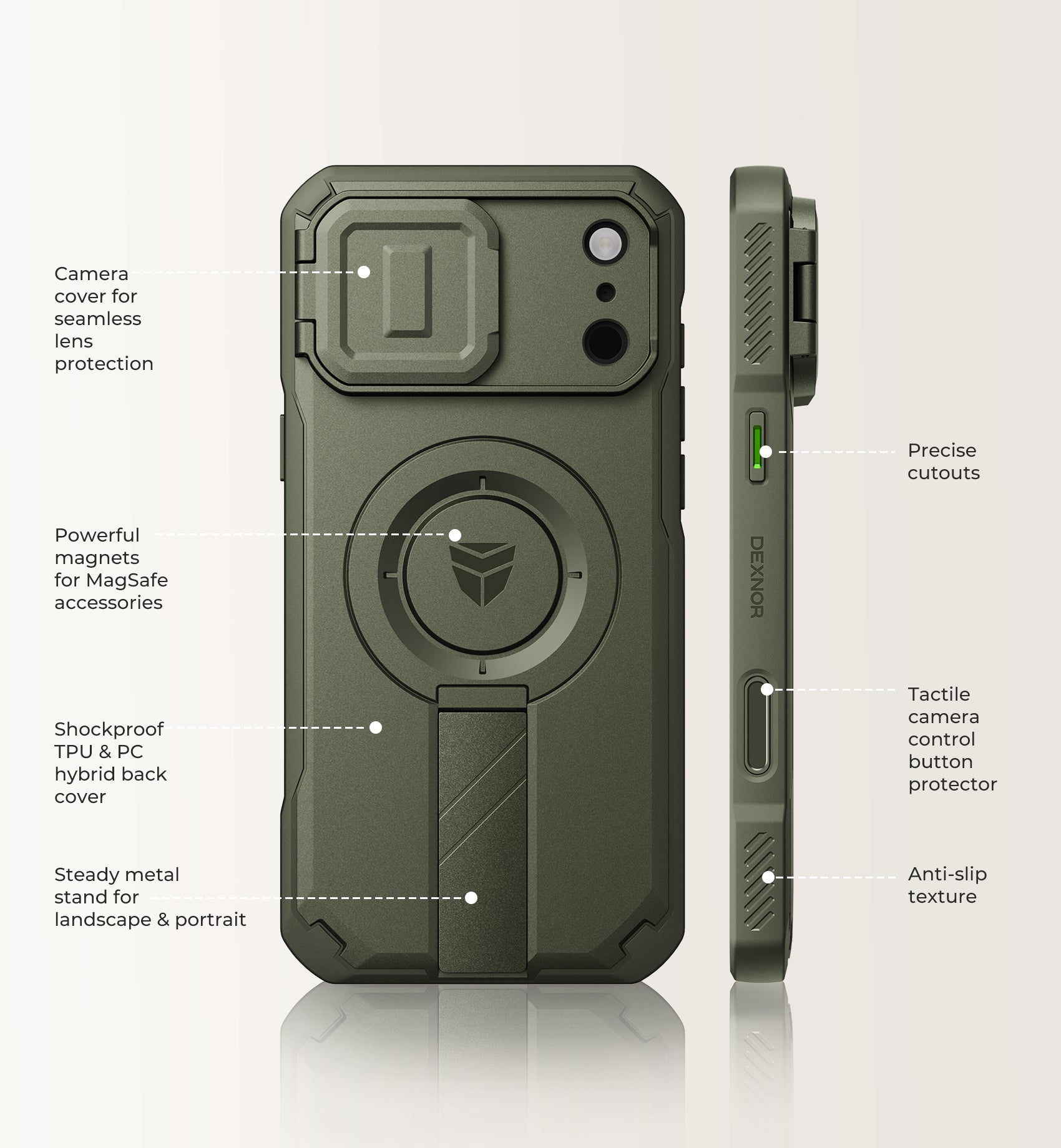 Dexnor Case for iPhone 17 Pro Max Flip Camera Cover Kickstand Camera Control Cover Compatible with MagSafe Heavy-Duty Rugged Shockproof Cover 6.9 inch