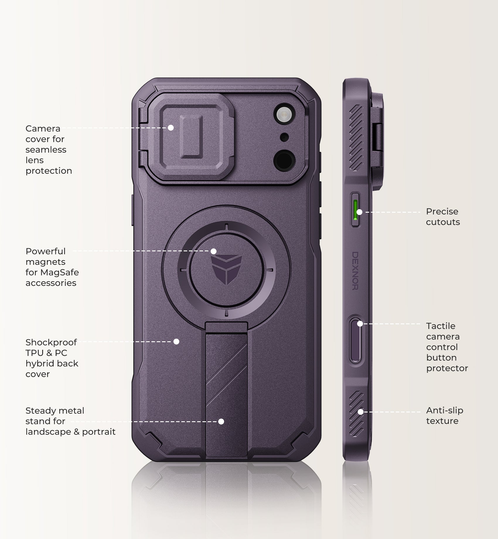 Dexnor Case for iPhone 17 Pro Max Flip Camera Cover Kickstand Camera Control Cover Compatible with MagSafe Heavy-Duty Rugged Shockproof Cover 6.9 inch