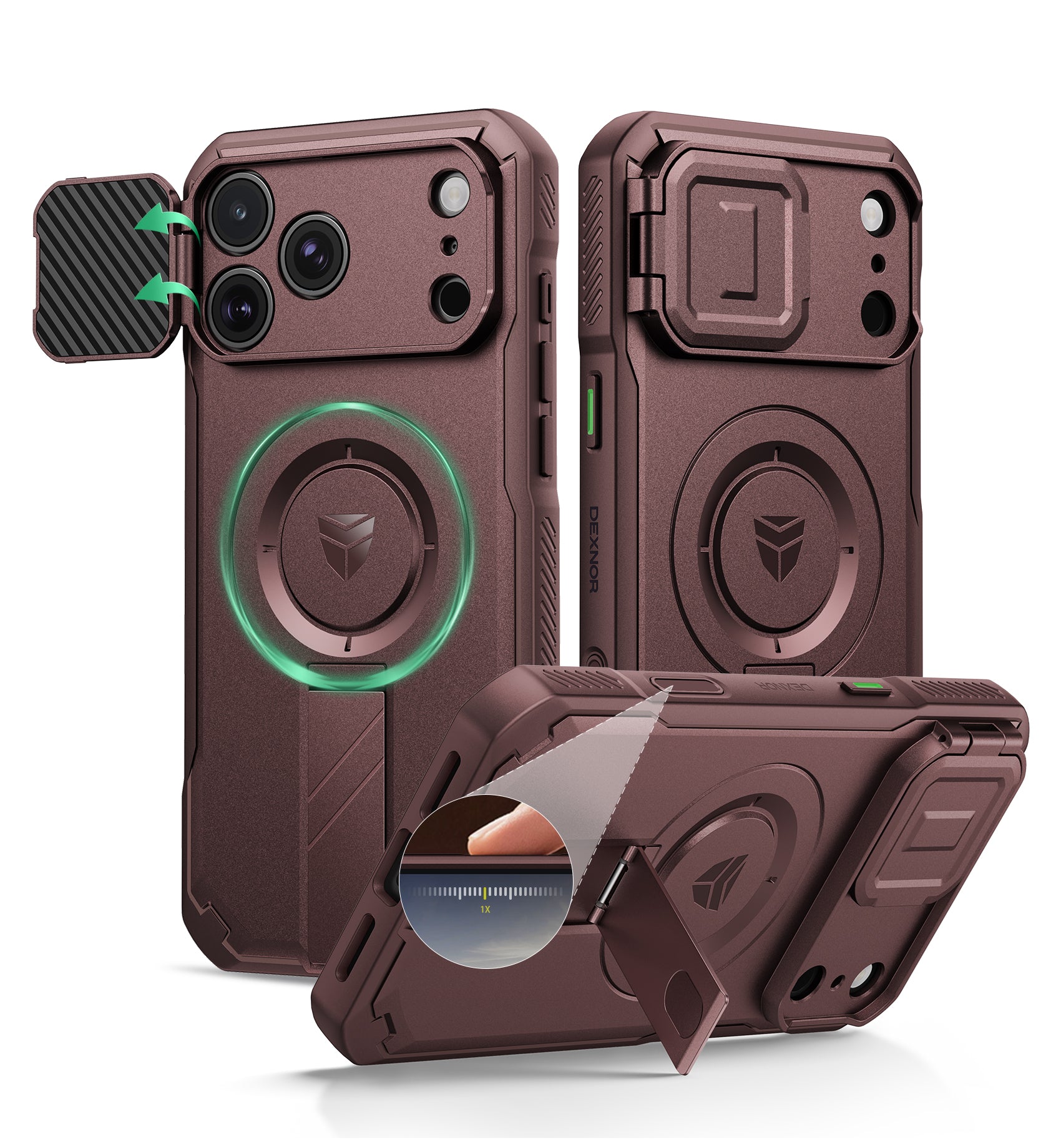Dexnor Case for iPhone 17 Pro Max Flip Camera Cover Kickstand Camera Control Cover Compatible with MagSafe Heavy-Duty Rugged Shockproof Cover 6.9 inch