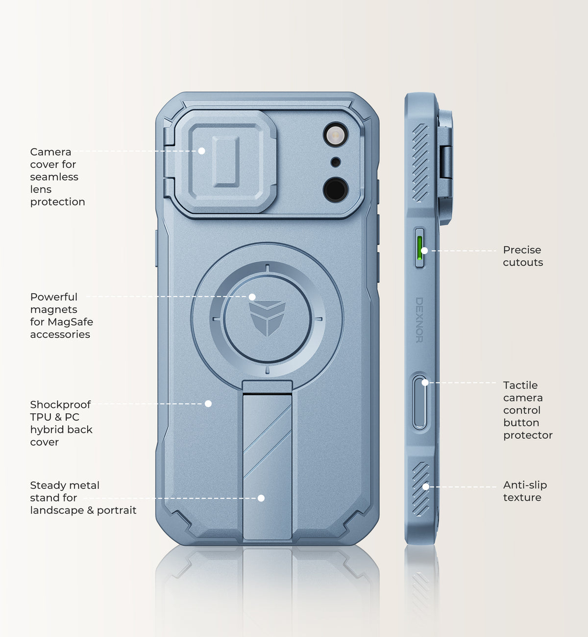 Dexnor Case for iPhone 18 Pro Max Flip Camera Cover Kickstand Camera Control Cover Compatible with MagSafe Heavy-Duty Rugged Shockproof Cover 6.9 inch