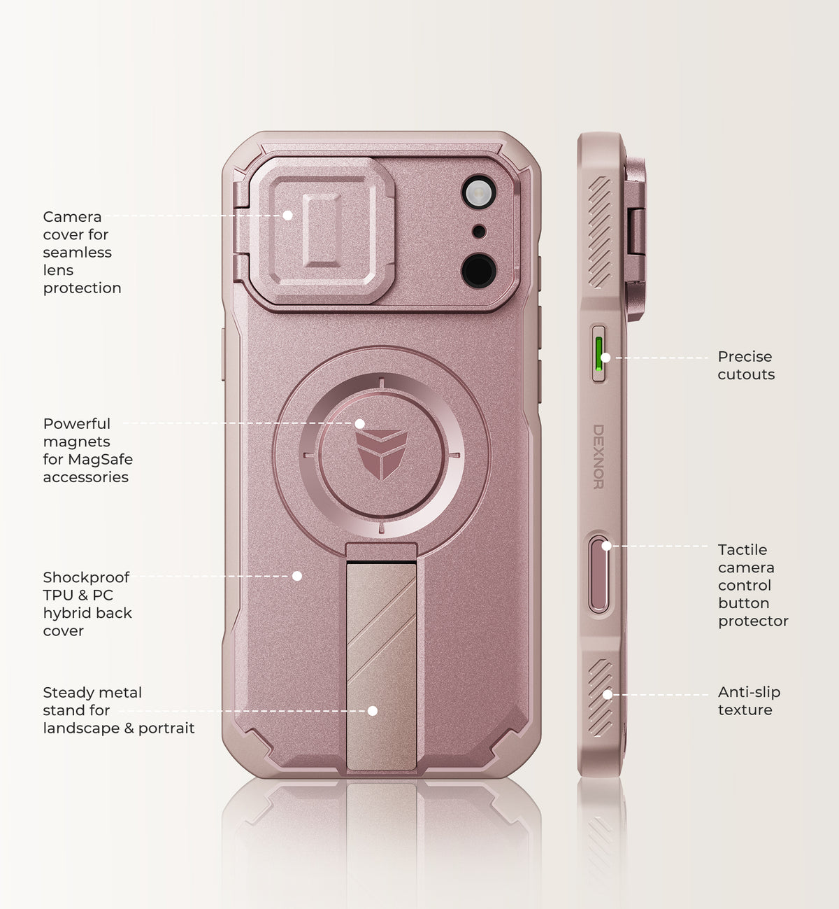 Dexnor Case for iPhone 18 Pro Max Flip Camera Cover Kickstand Camera Control Cover Compatible with MagSafe Heavy-Duty Rugged Shockproof Cover 6.9 inch