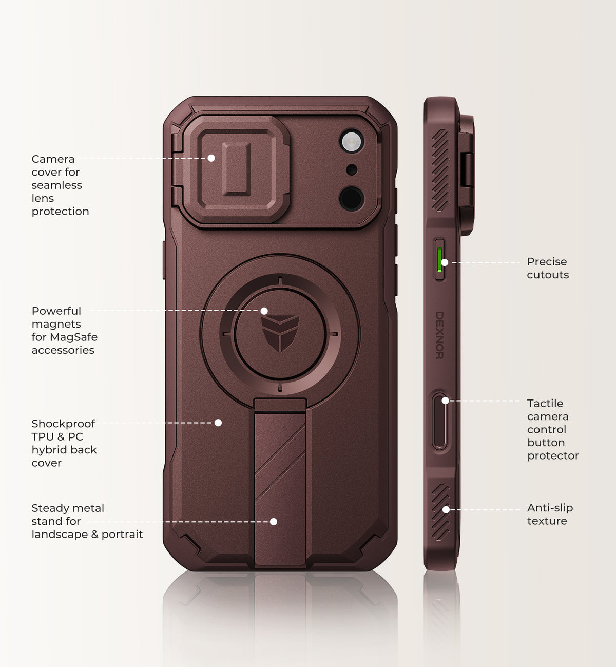 Dexnor Case for iPhone 18 Pro Max Flip Camera Cover Kickstand Camera Control Cover Compatible with MagSafe Heavy-Duty Rugged Shockproof Cover 6.9 inch