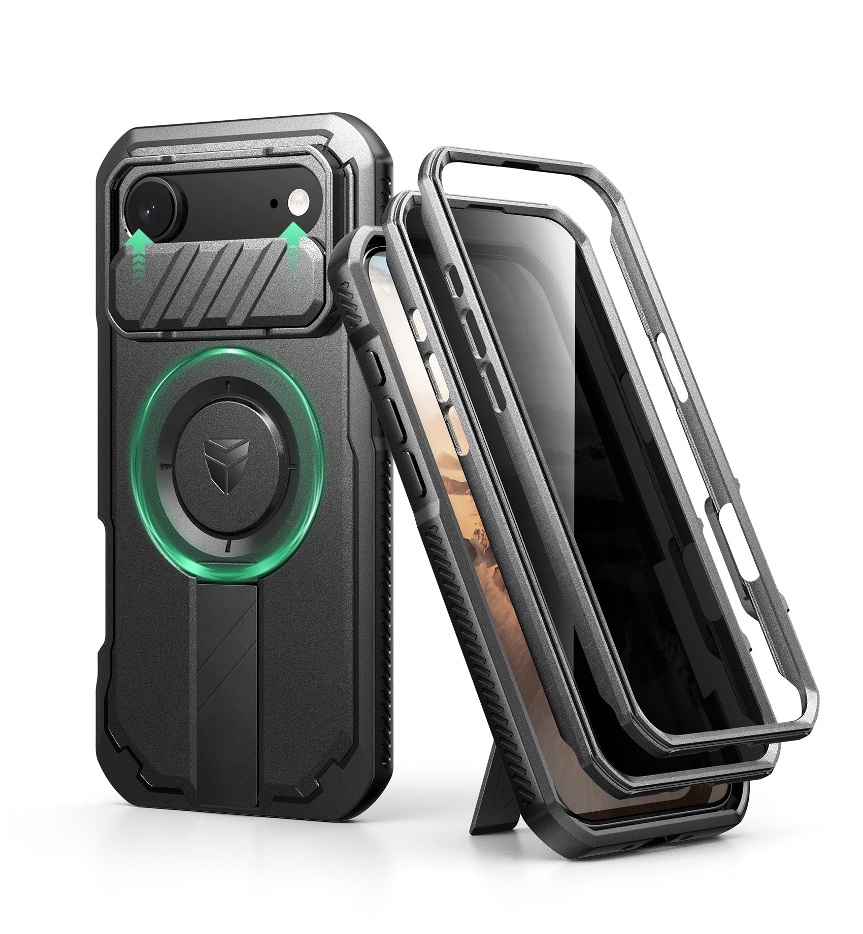 Dexnor Case for iPhone Air with Slide Camera Cover Adjustable Kickstand Privacy Screen Protector Compatible with MagSafe Rugged Bumper Heavy-Duty Magnetic Protective Cover 6.5 Inch
