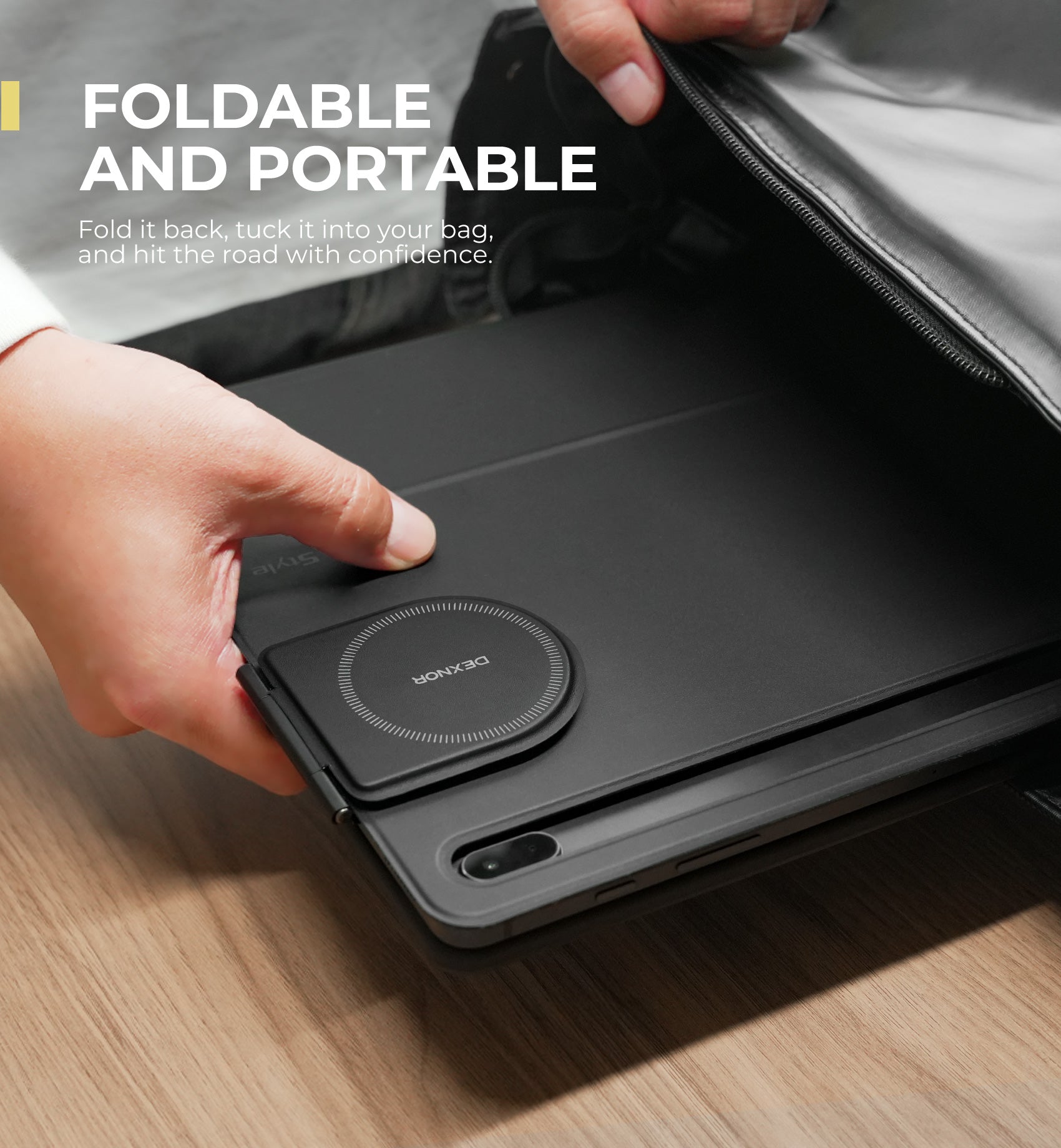 Dexnor Magnetic Phone Holder for Magic Keyboard, Compatible with Magsafe and Non-Magsafe Phone, Slim Portable Foldable Productivity Stand Mount for iPad/Samsung Magnetic Keyboard Cases