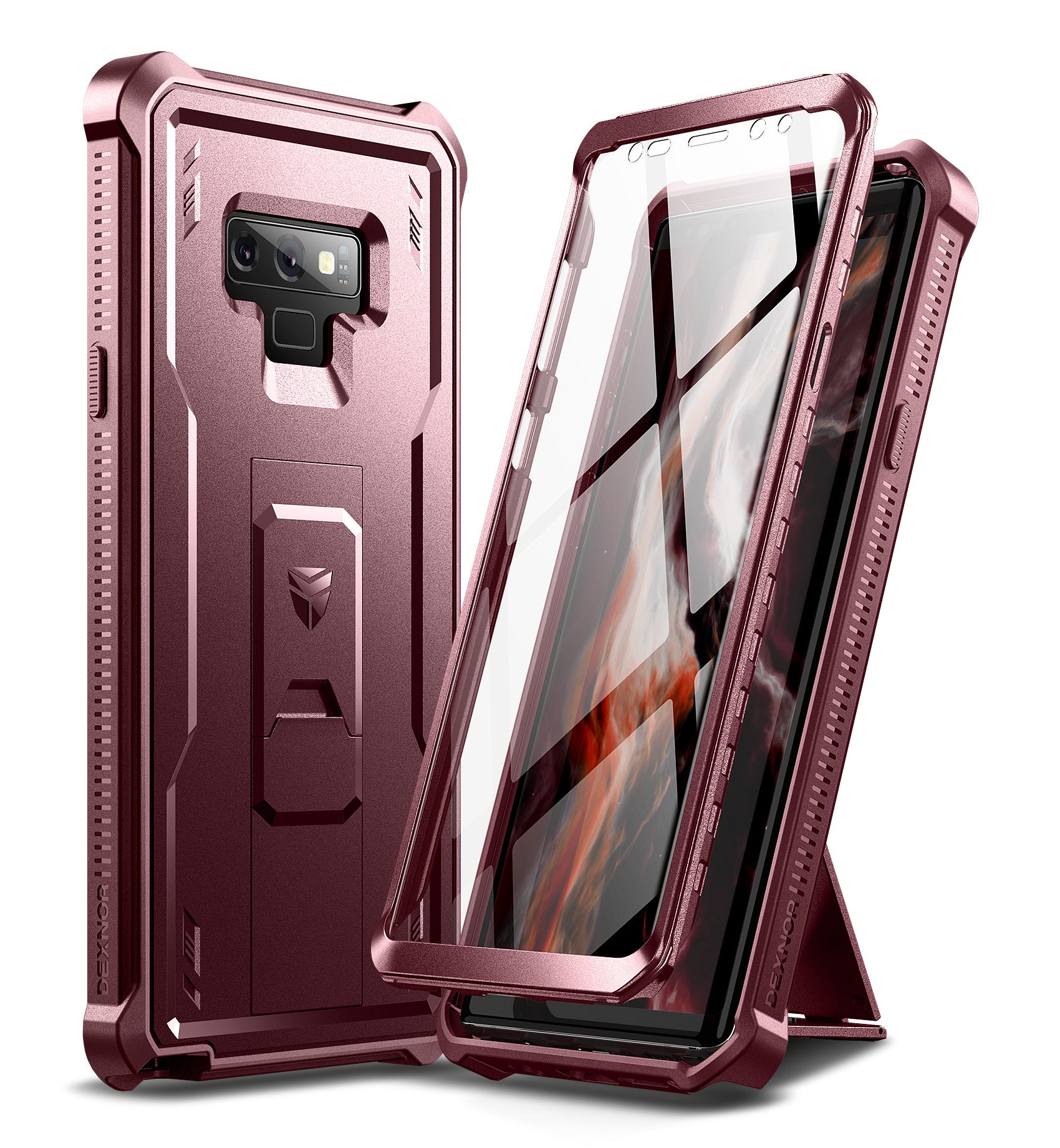 Dexnor Case for Samsung Galaxy Note 9 With Single Screen Protector Full Body Bumper Kickstand Heavy-duty Shockproof Rugged Cover.