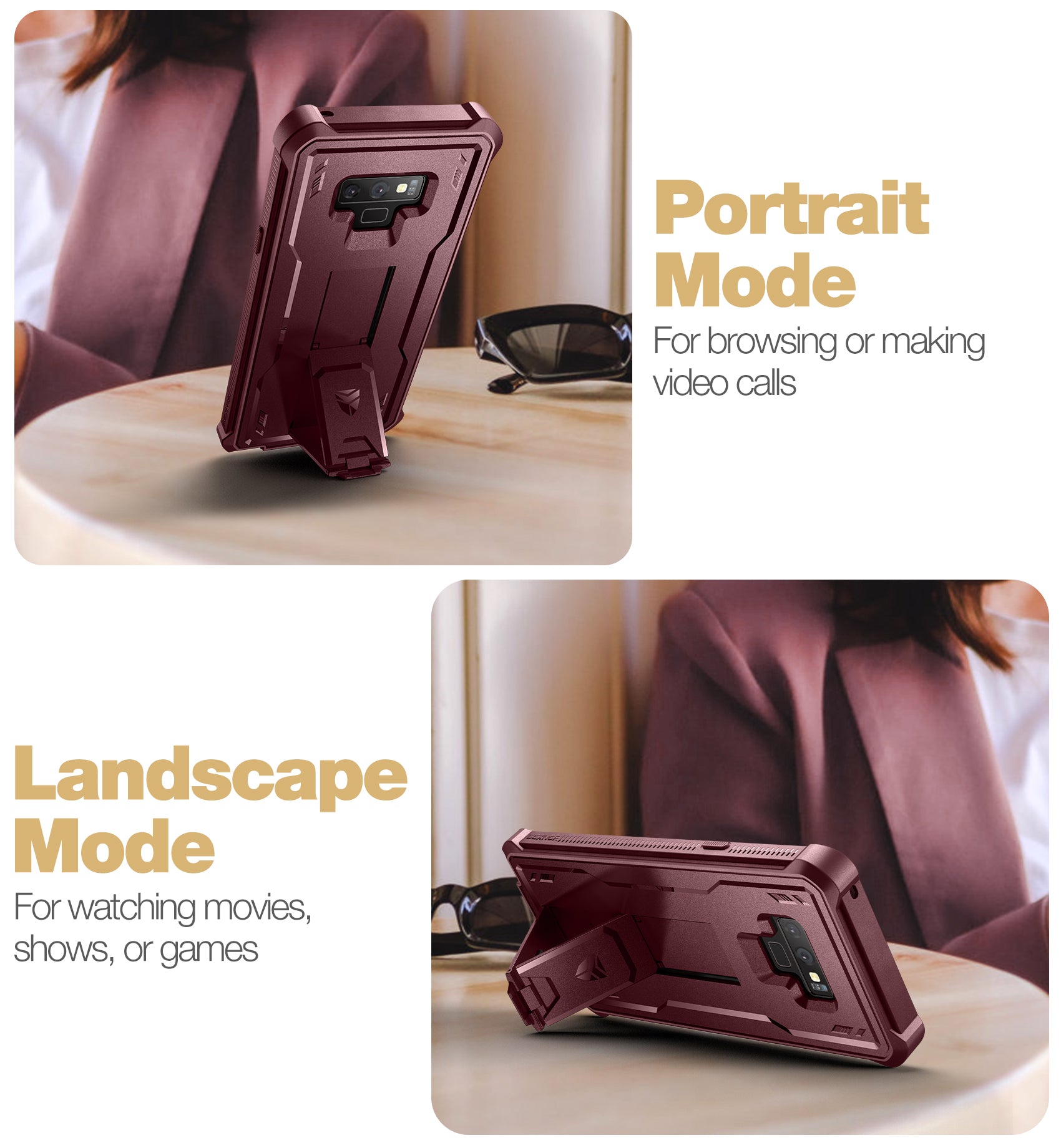 Dexnor Case for Samsung Galaxy Note 9 With Single Screen Protector Full Body Bumper Kickstand Heavy-duty Shockproof Rugged Cover.