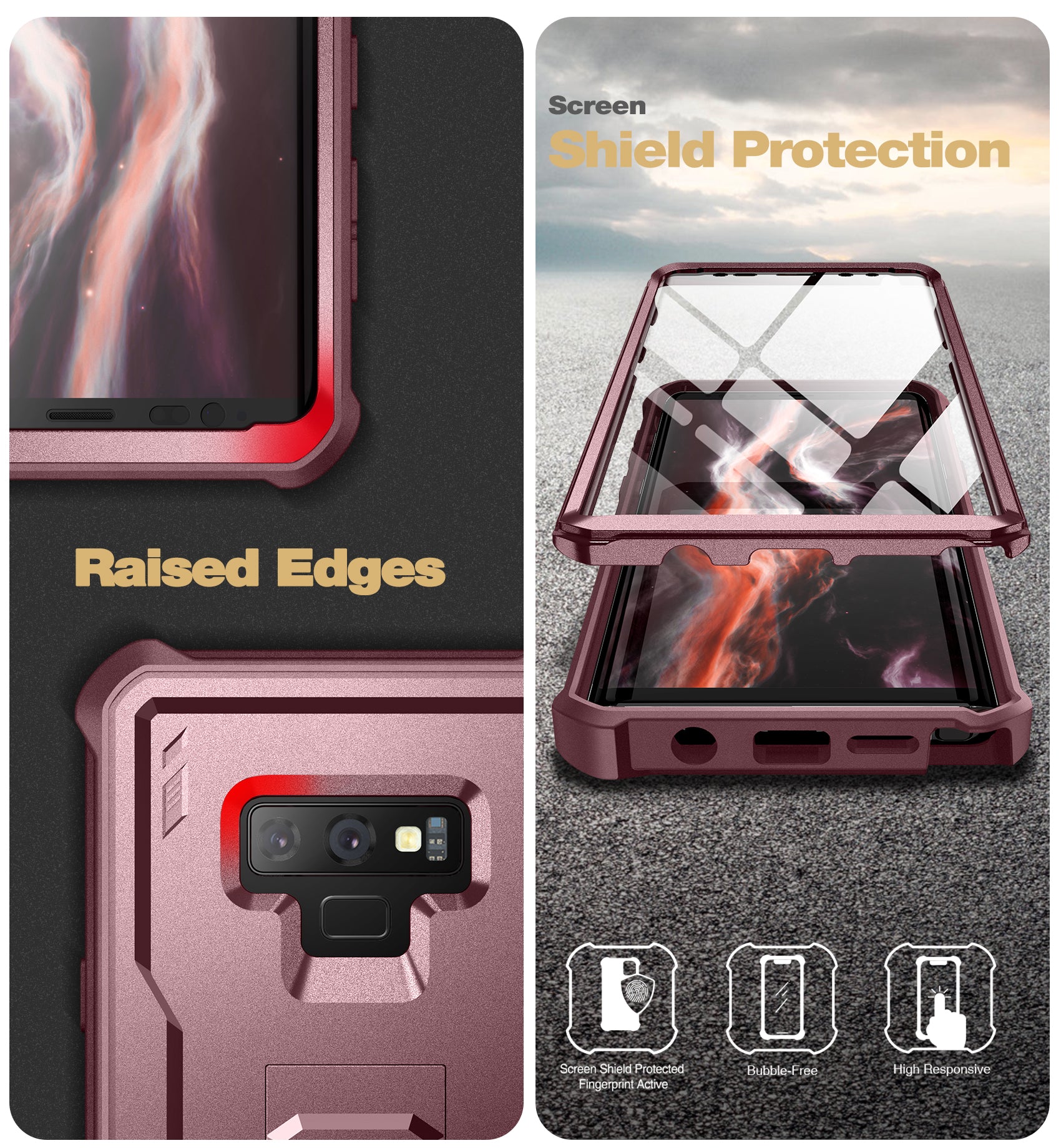 Dexnor Case for Samsung Galaxy Note 9 With Single Screen Protector Full Body Bumper Kickstand Heavy-duty Shockproof Rugged Cover.