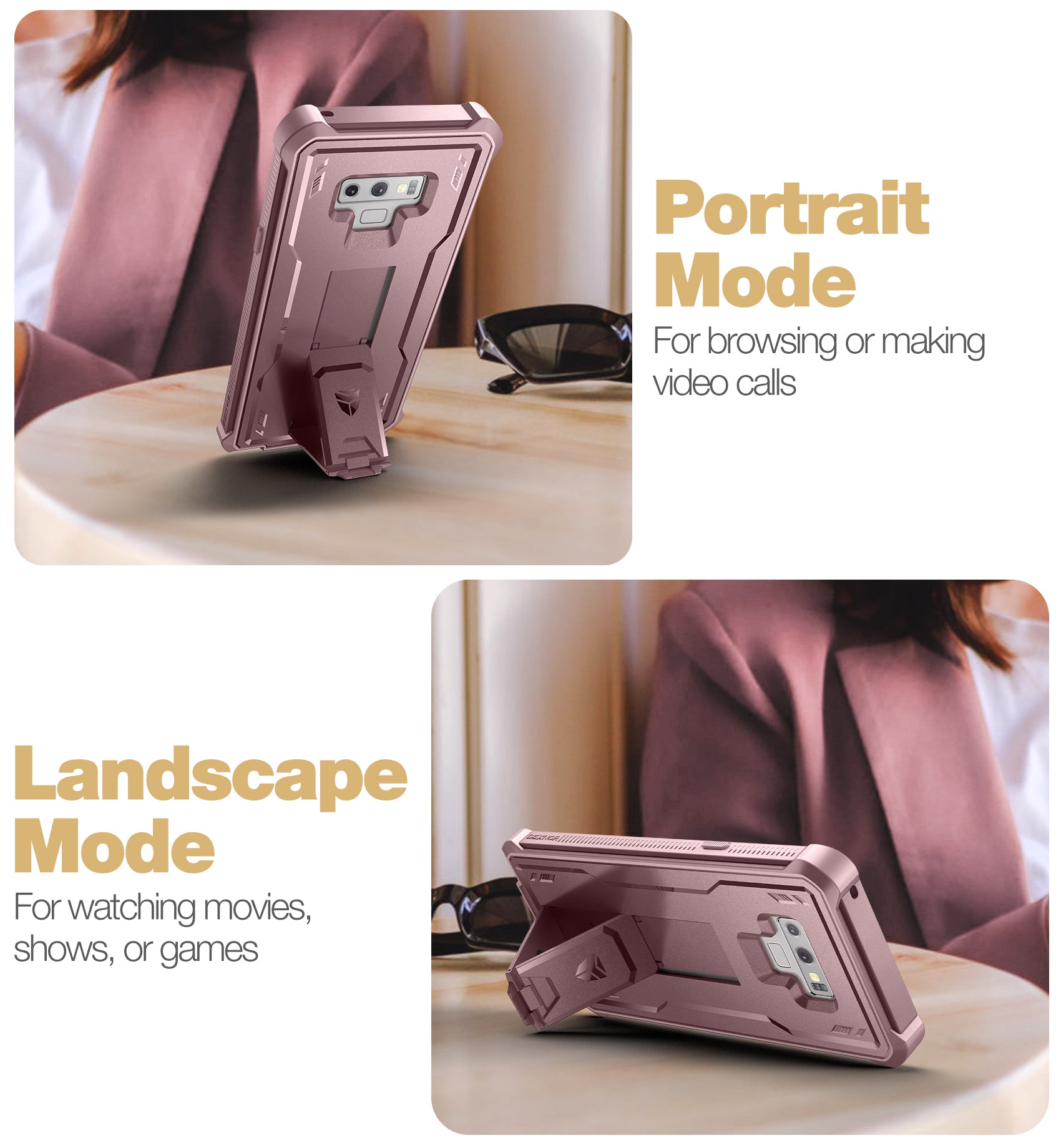 Dexnor Case for Samsung Galaxy Note 9 With Single Screen Protector Full Body Bumper Kickstand Heavy-duty Shockproof Rugged Cover.