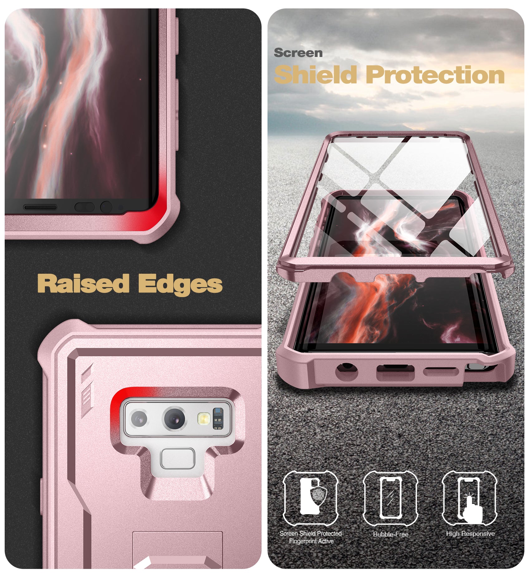 Dexnor Case for Samsung Galaxy Note 9 With Single Screen Protector Full Body Bumper Kickstand Heavy-duty Shockproof Rugged Cover.