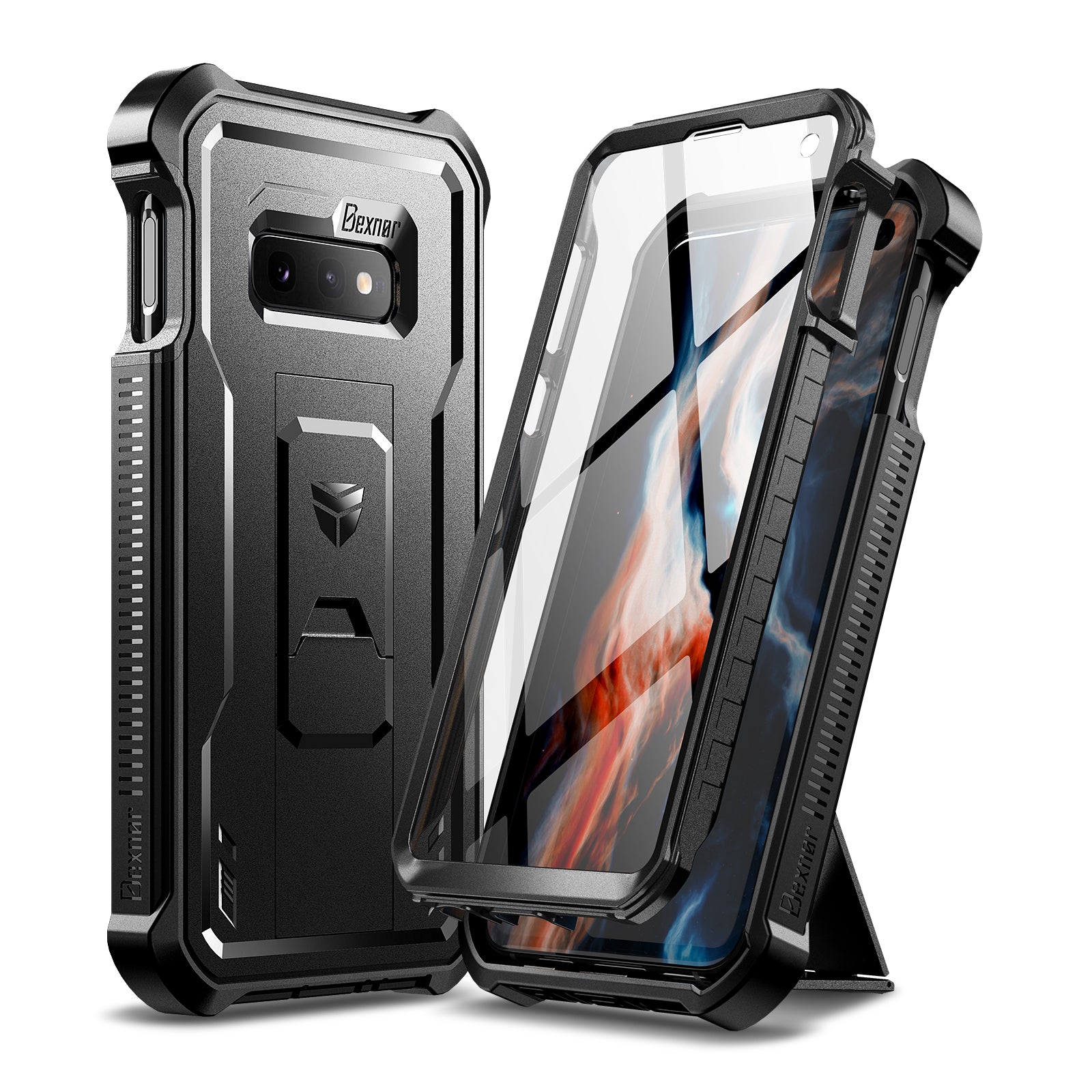 Dexnor Case for Samsung Galaxy S10E With Single Screen Protector Full Body Bumper Kickstand Heavy-duty Shockproof Rugged Cover