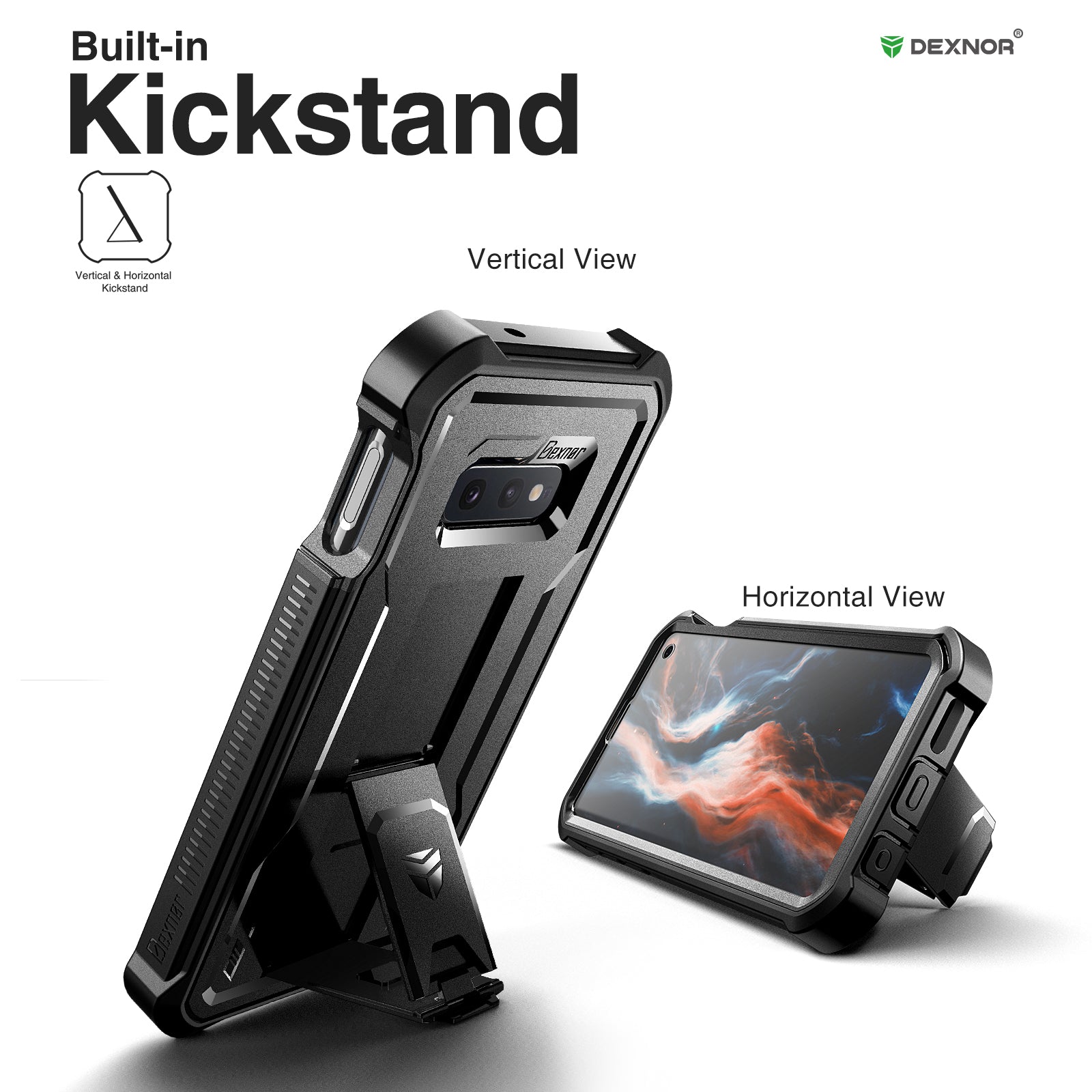 Dexnor Case for Samsung Galaxy S10E With Single Screen Protector Full Body Bumper Kickstand Heavy-duty Shockproof Rugged Cover