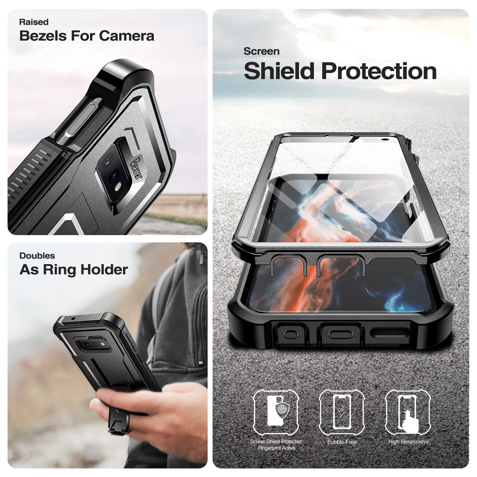Dexnor Case for Samsung Galaxy S10E With Single Screen Protector Full Body Bumper Kickstand Heavy-duty Shockproof Rugged Cover