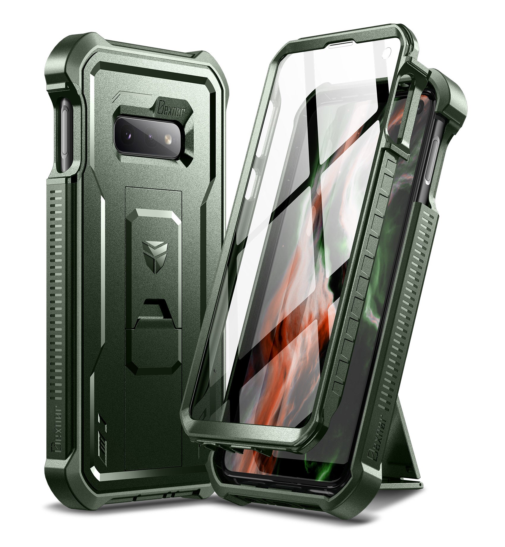 Dexnor Case for Samsung Galaxy S10E With Single Screen Protector Full Body Bumper Kickstand Heavy-duty Shockproof Rugged Cover