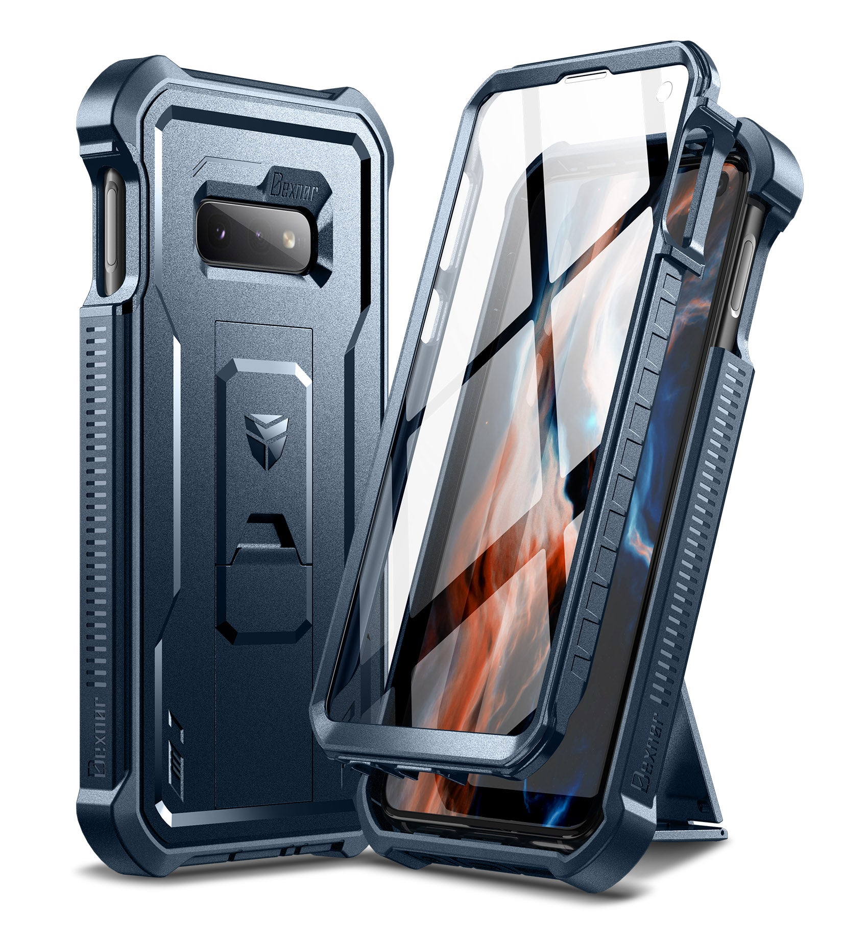Dexnor Case for Samsung Galaxy S10E With Single Screen Protector Full Body Bumper Kickstand Heavy-duty Shockproof Rugged Cover