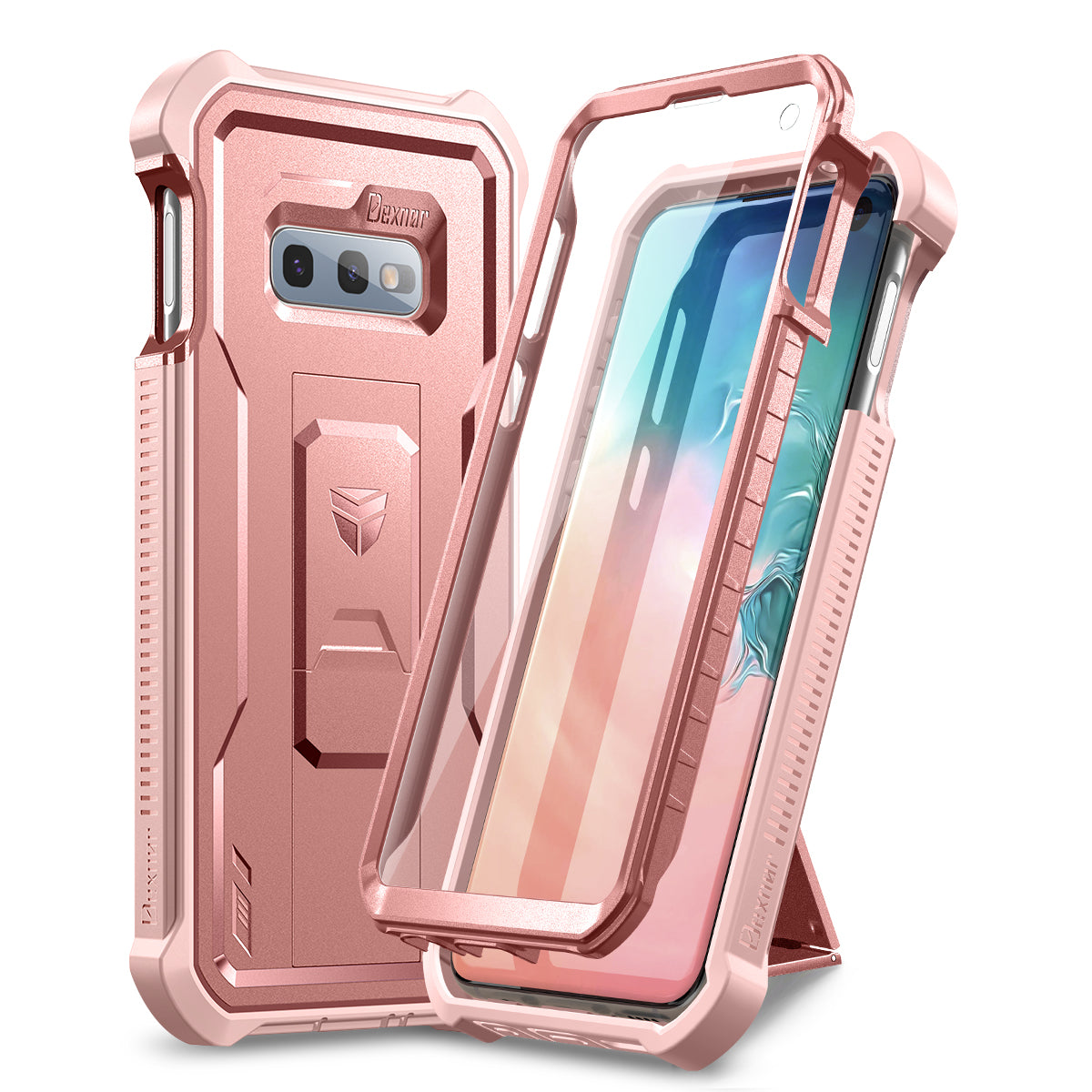 Dexnor Case for Samsung Galaxy S10E With Single Screen Protector Full Body Bumper Kickstand Heavy-duty Shockproof Rugged Cover