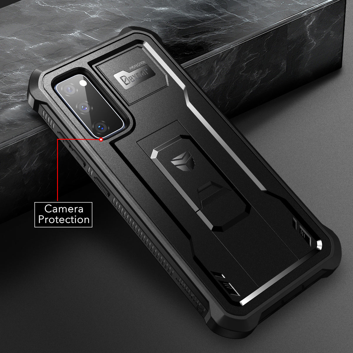 Dexnor Case for Samsung Galaxy S20 FE With Single Screen Protector Full Body Bumper Kickstand Heavy-duty Shockproof Rugged Cover