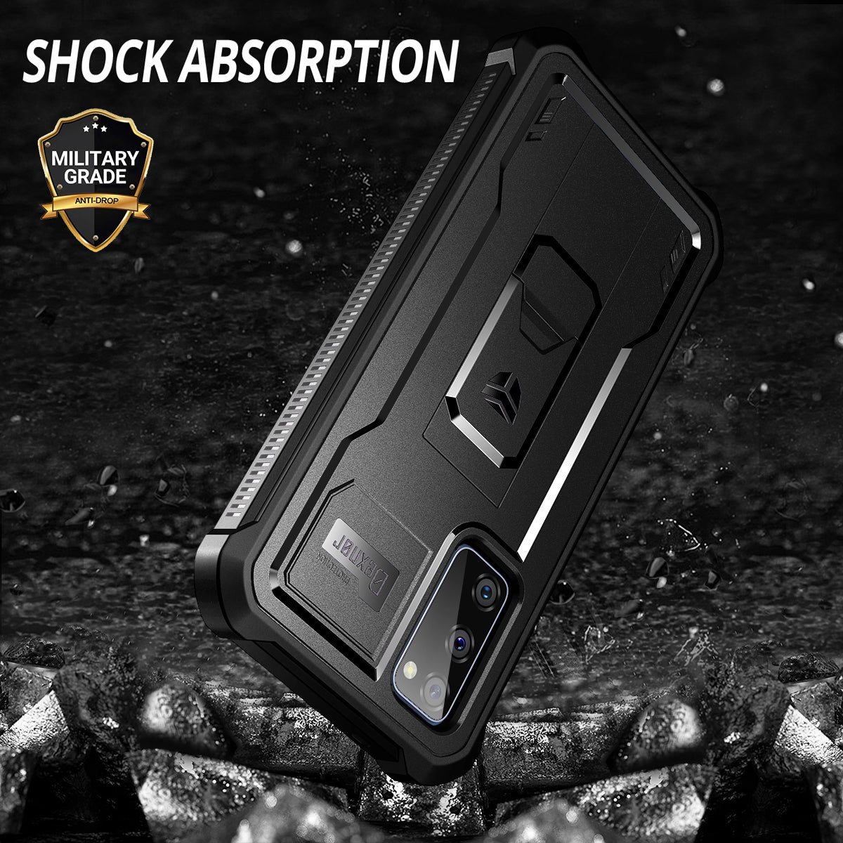 Dexnor Case for Samsung Galaxy S20 FE With Single Screen Protector Full Body Bumper Kickstand Heavy-duty Shockproof Rugged Cover