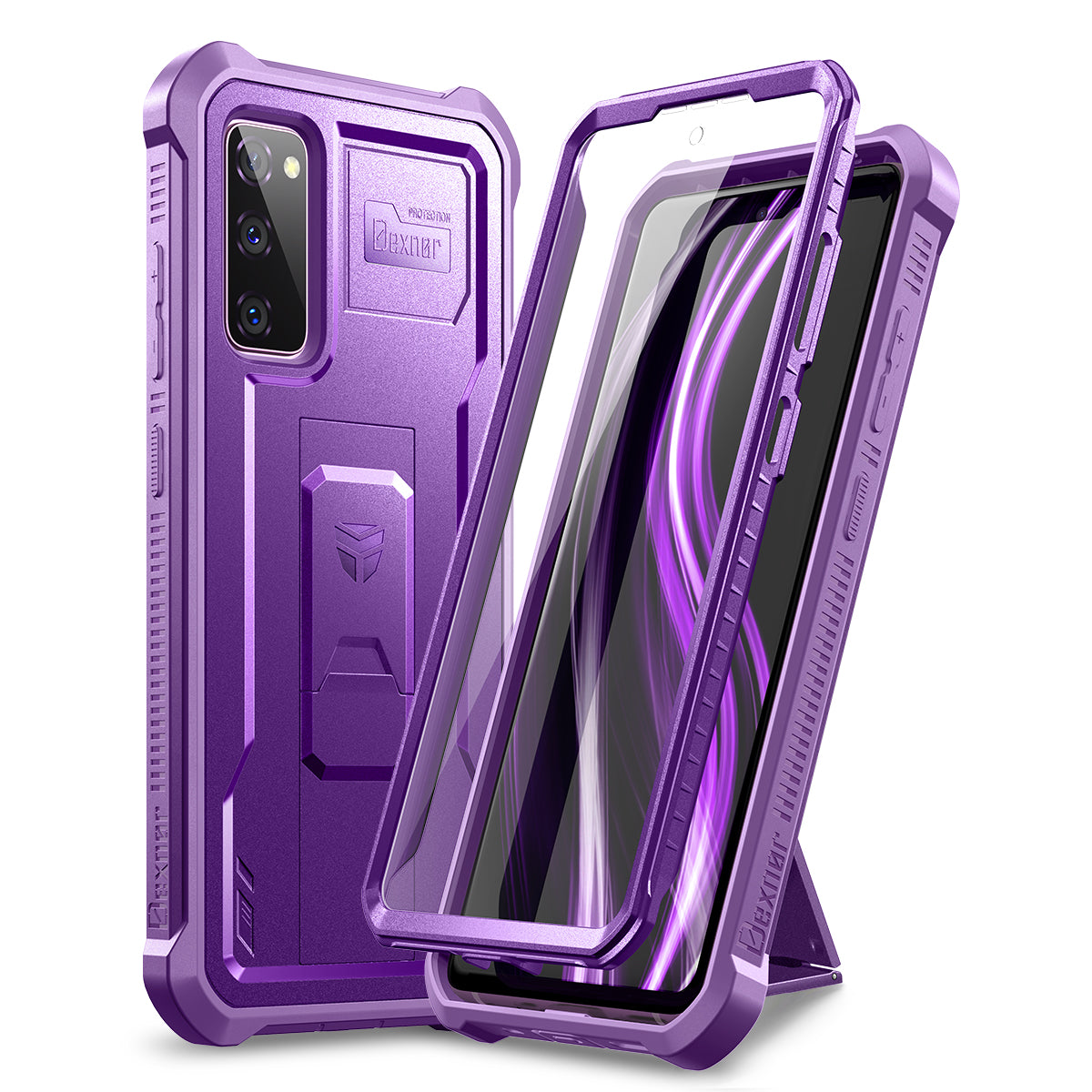 Dexnor Case for Samsung Galaxy S20 FE With Single Screen Protector Full Body Bumper Kickstand Heavy-duty Shockproof Rugged Cover