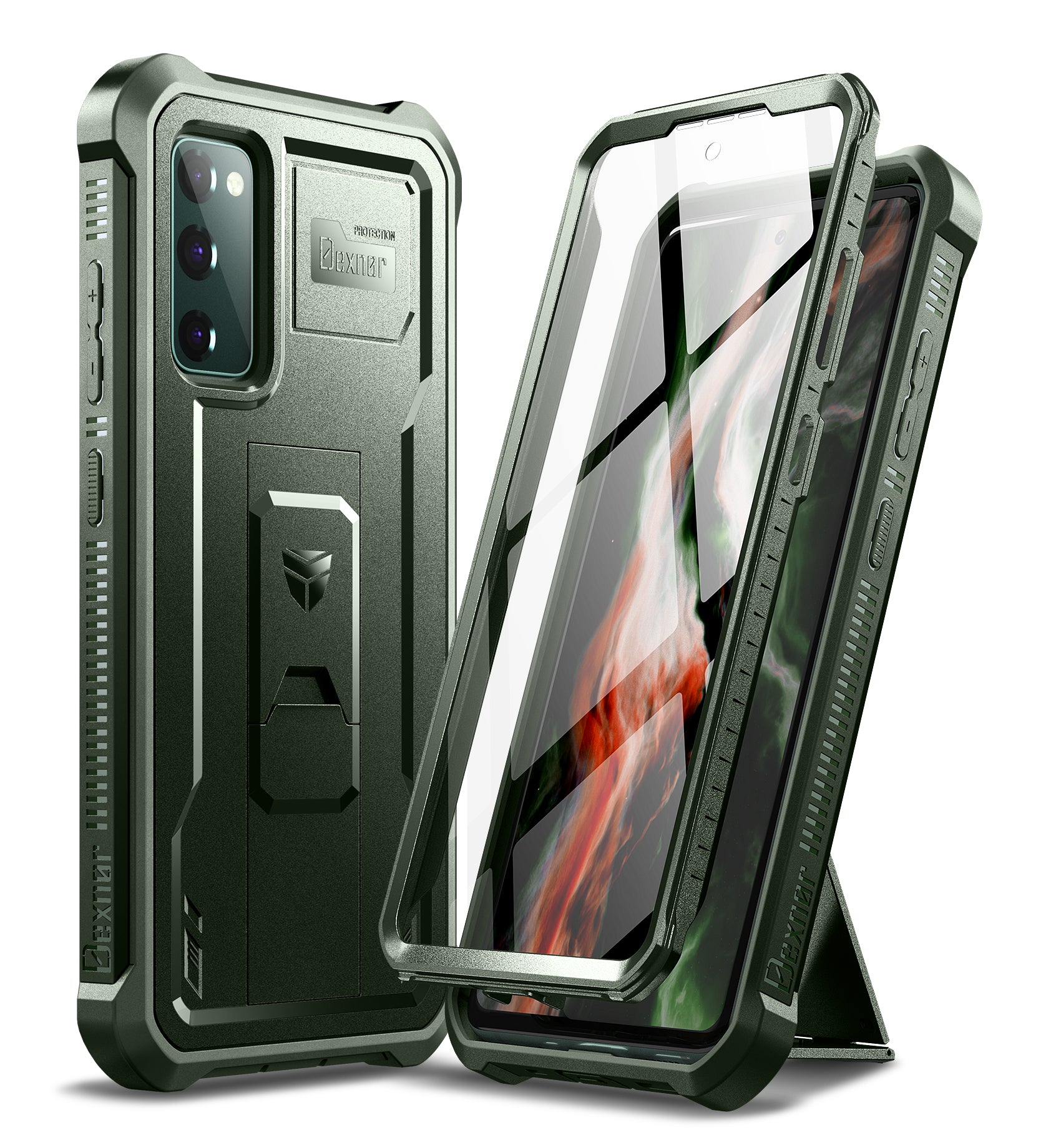 Dexnor Case for Samsung Galaxy S20 FE With Single Screen Protector Full Body Bumper Kickstand Heavy-duty Shockproof Rugged Cover