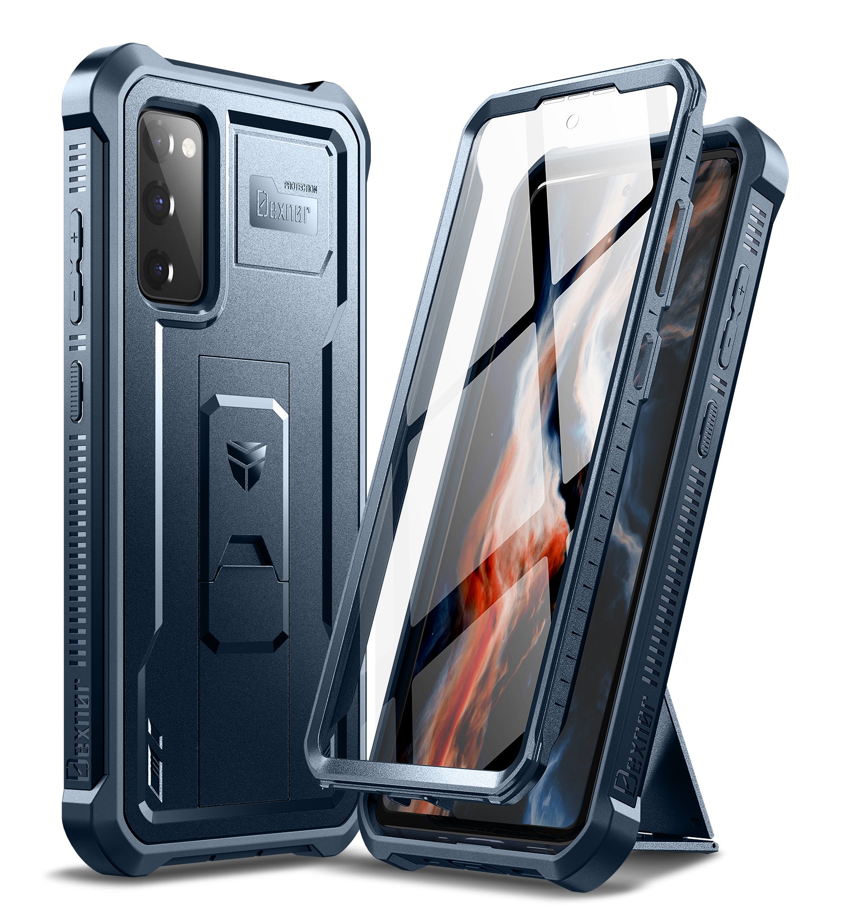 Dexnor Case for Samsung Galaxy S20 FE With Single Screen Protector Full Body Bumper Kickstand Heavy-duty Shockproof Rugged Cover