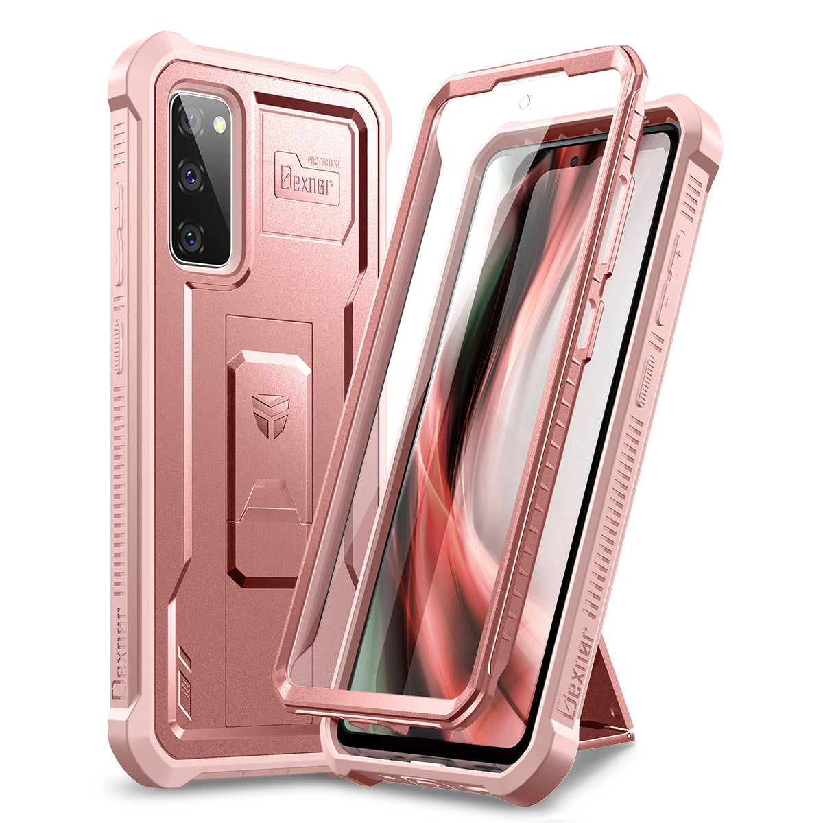Dexnor Case for Samsung Galaxy S20 FE With Single Screen Protector Full Body Bumper Kickstand Heavy-duty Shockproof Rugged Cover