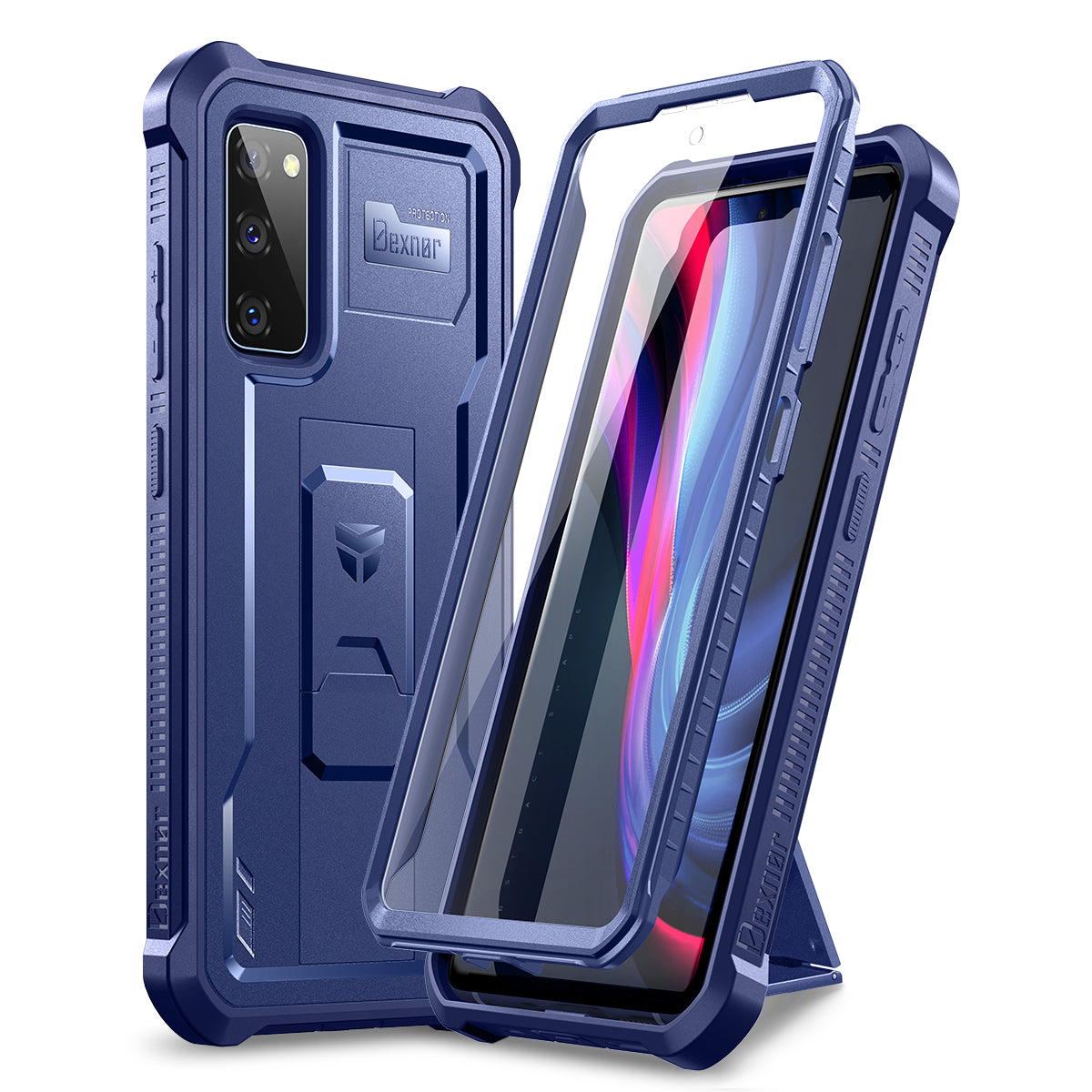 Dexnor Case for Samsung Galaxy S20 FE With Single Screen Protector Full Body Bumper Kickstand Heavy-duty Shockproof Rugged Cover