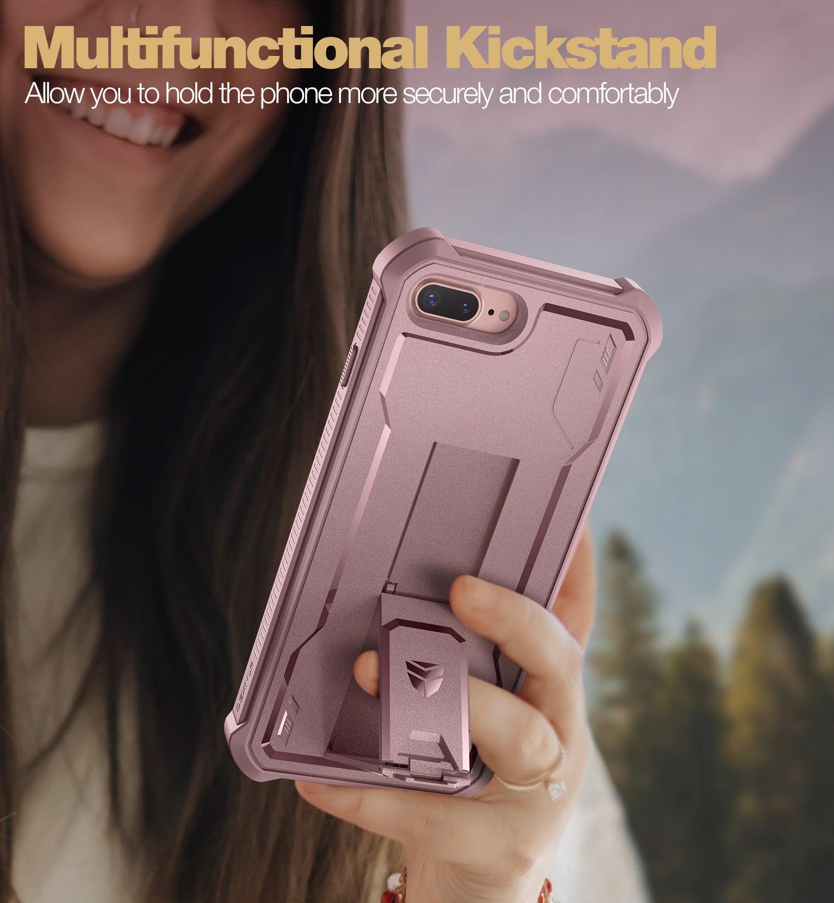 Dexnor Case for iPhone 8 Plus/7 Plus With Screen Protector Full Body Bumper Kickstand Heavy-duty Shockproof Rugged Cover.