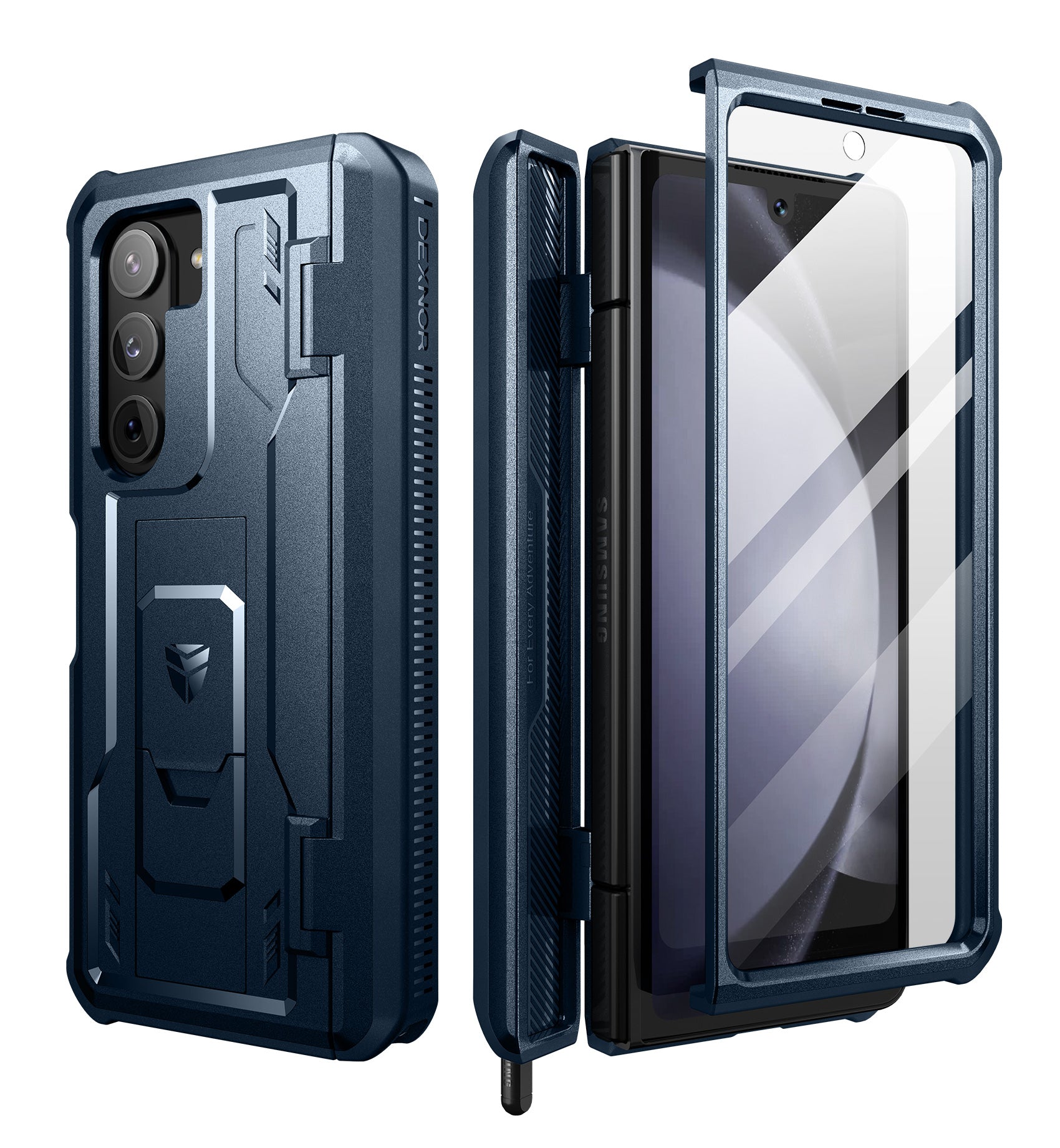 Dexnor Case for Samsung Galaxy Z Fold 5 With Hinge Coverage Screen Protector Full Body Bumper Kickstand Heavy-duty Shockproof Rugged Cover.