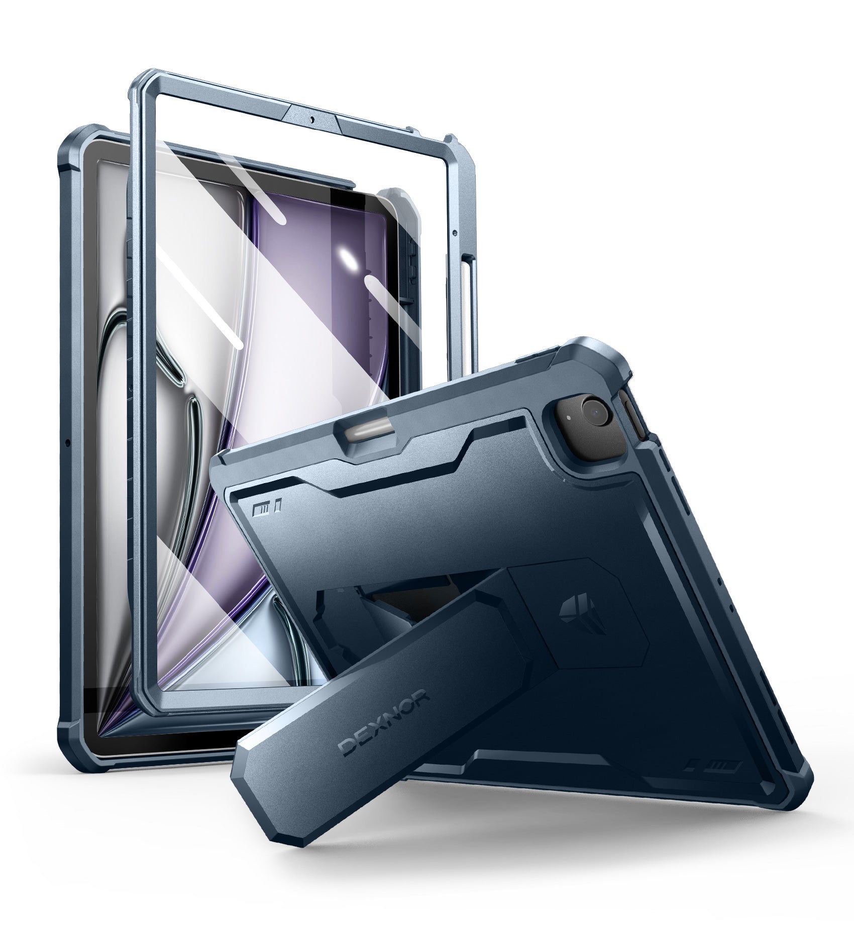 Dexnor Tablet Case for Air 13 Inch Case 2024 (M2) With Screen Protector Full Body Bumper Kickstand Heavy-duty Shockproof Rugged Pen Holder Cover